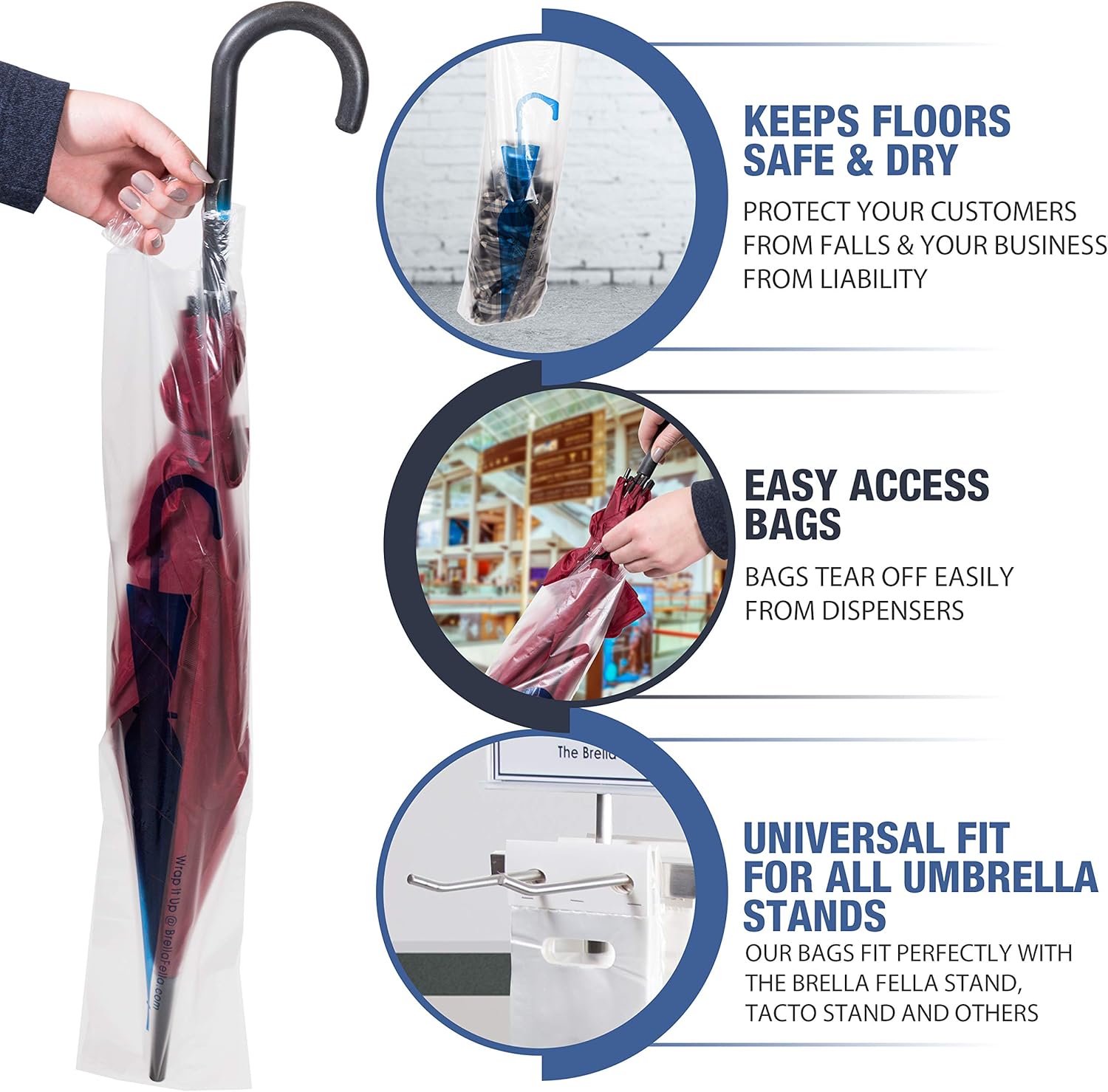 Wet Umbrella Bags - 28 Disposable Plastic Refills for Umbrella Stand