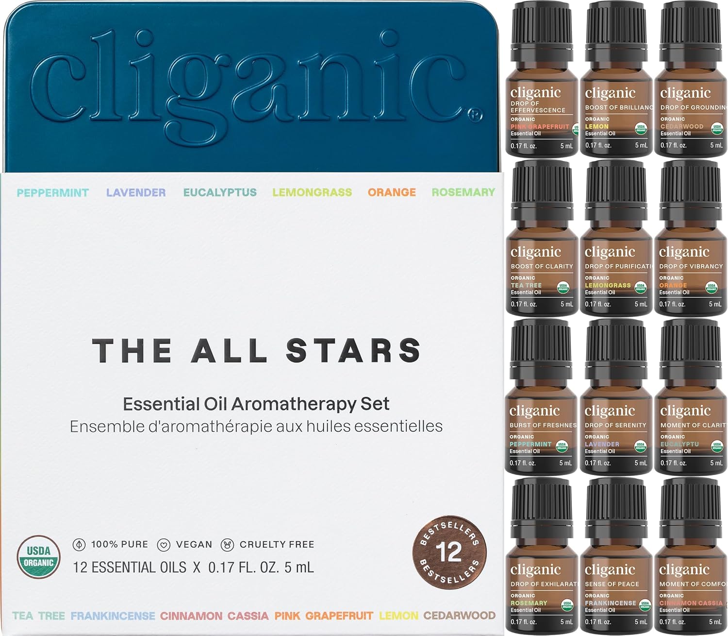 Cliganic Organic Aromatherapy Essential Oils Set