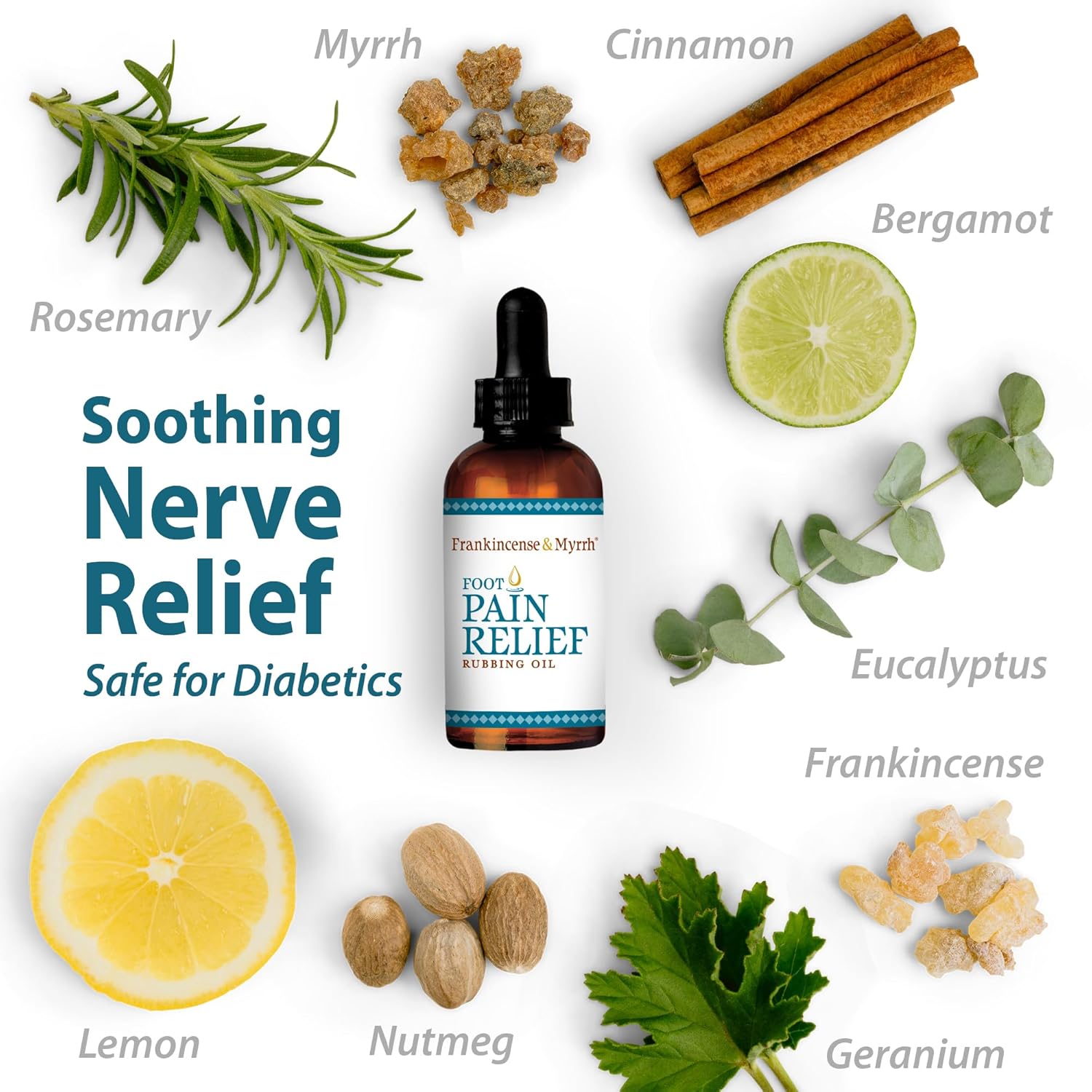 Frankincense Myrrh Pain Relief Rubbing Oil for Feet and Nerves