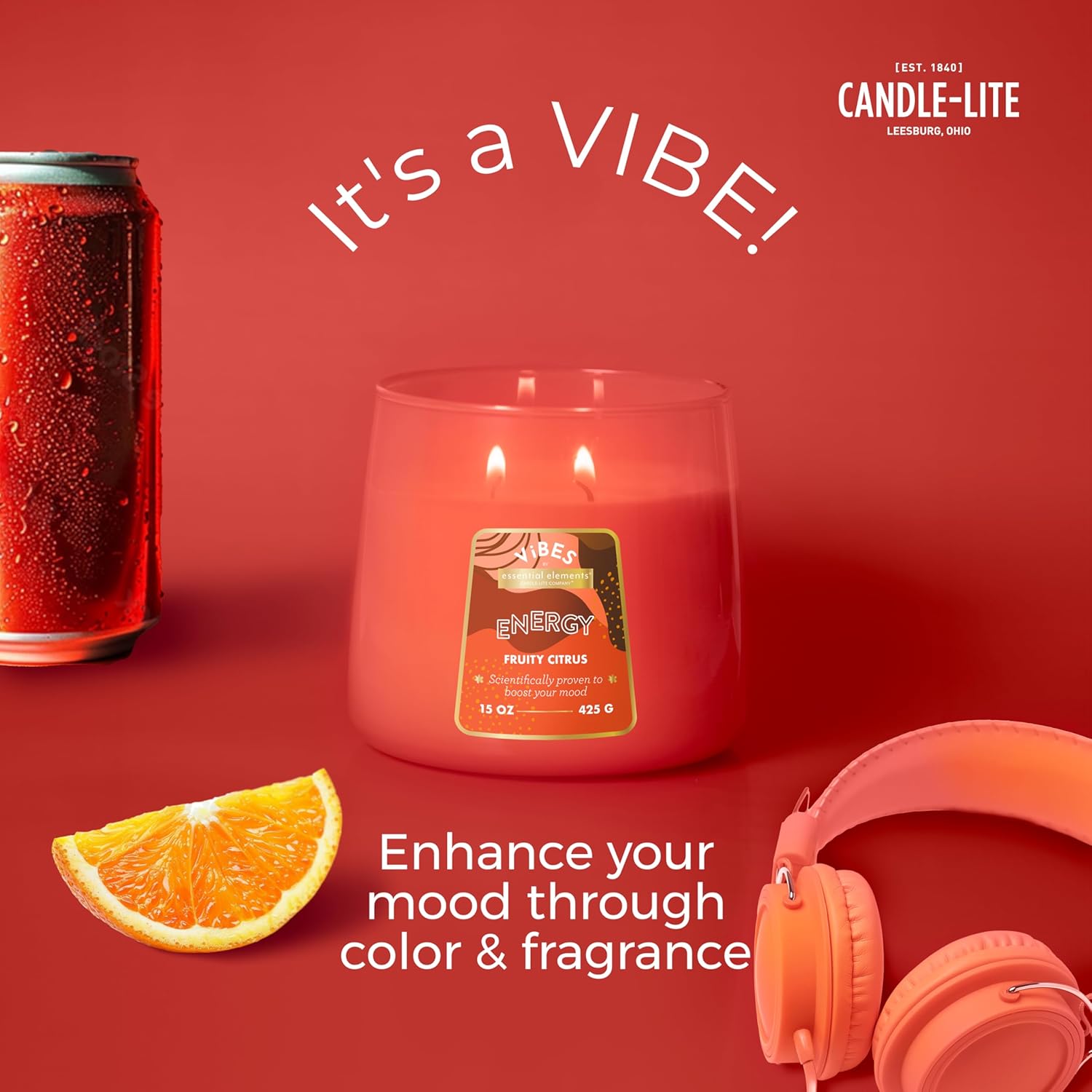 Candle-Lite Vibes Fruity Citrus Aromatherapy Candles 15 oz Jar
