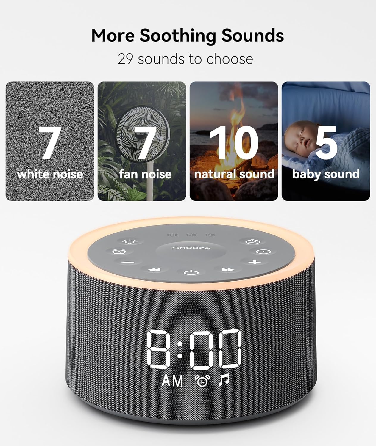 Dreamegg D1 Sound Machine with Alarm Clock and Night Light
