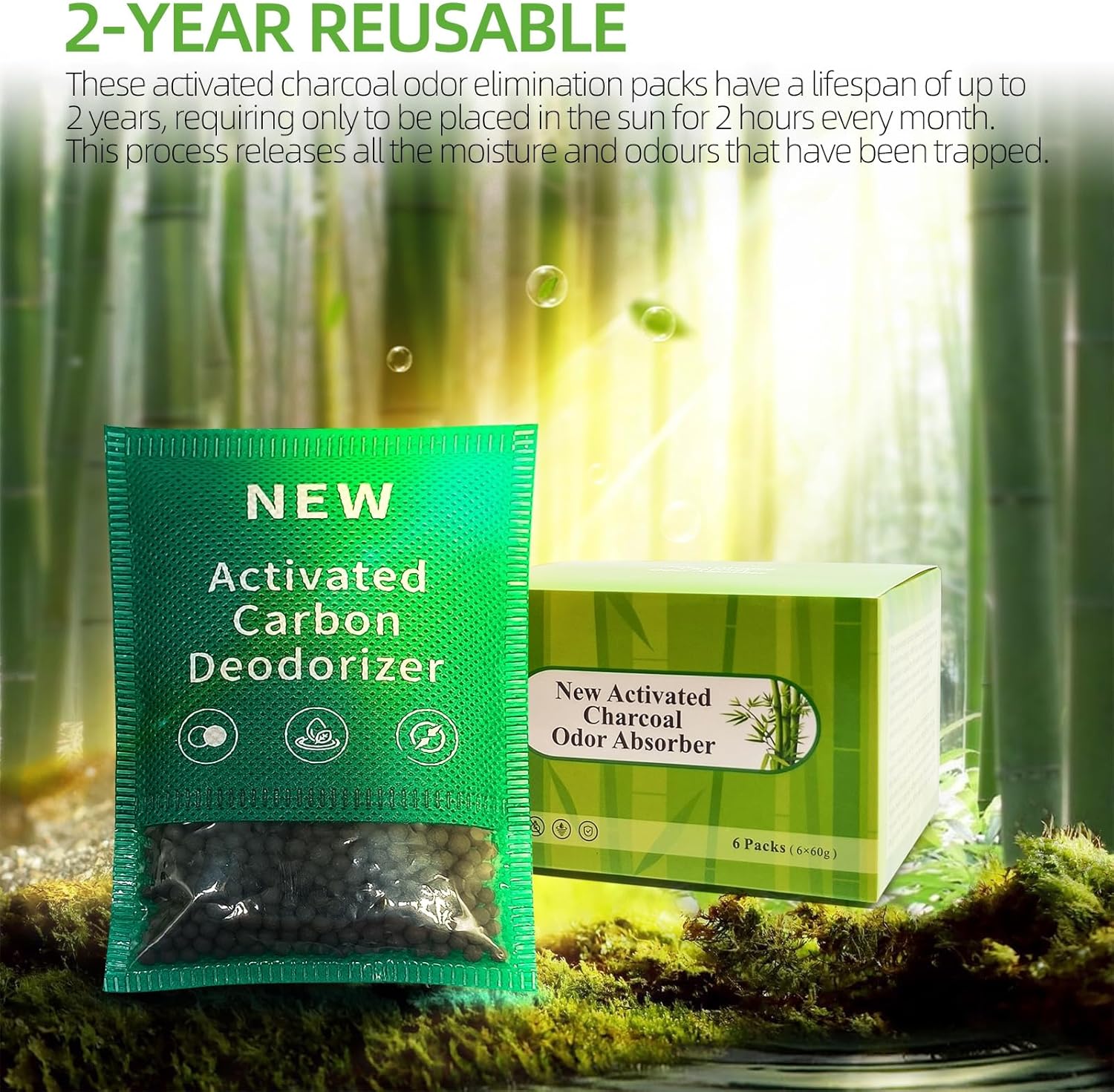 6 Pack Activated Charcoal Deodorizers for Home Car and Pet