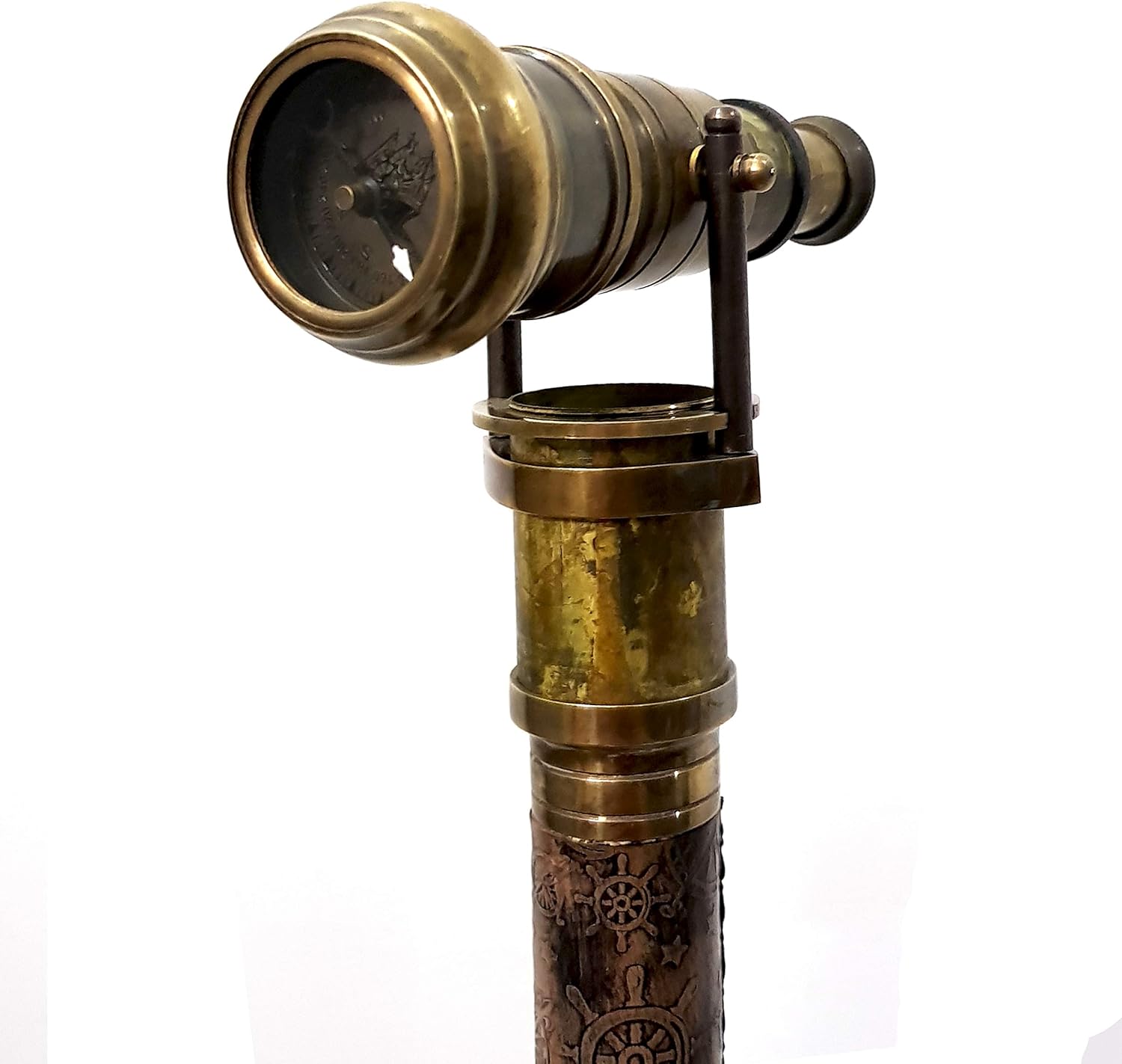 Antique Compass Telescope Walking Stick Cane
