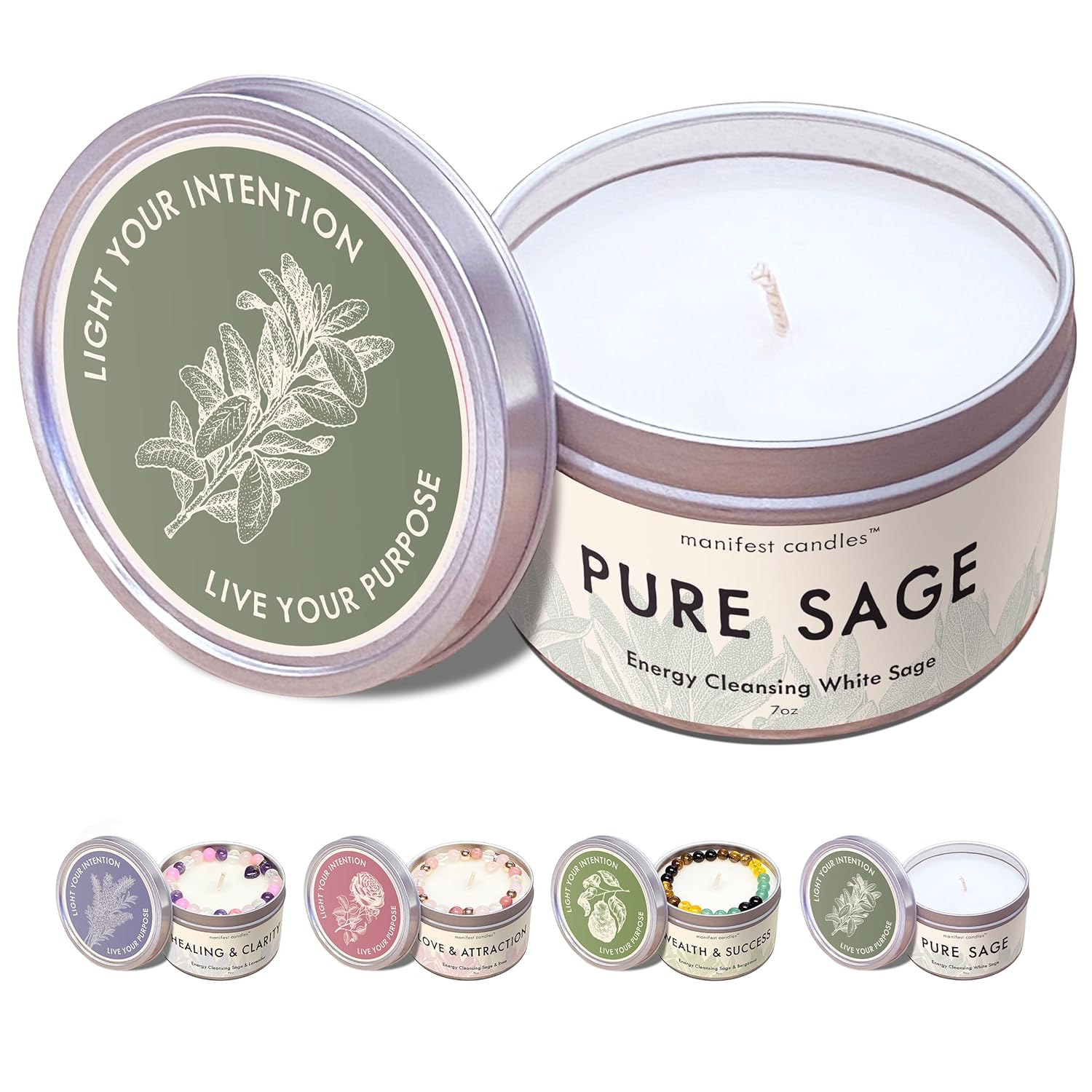White Sage Candles for Home Cleansing and Meditation