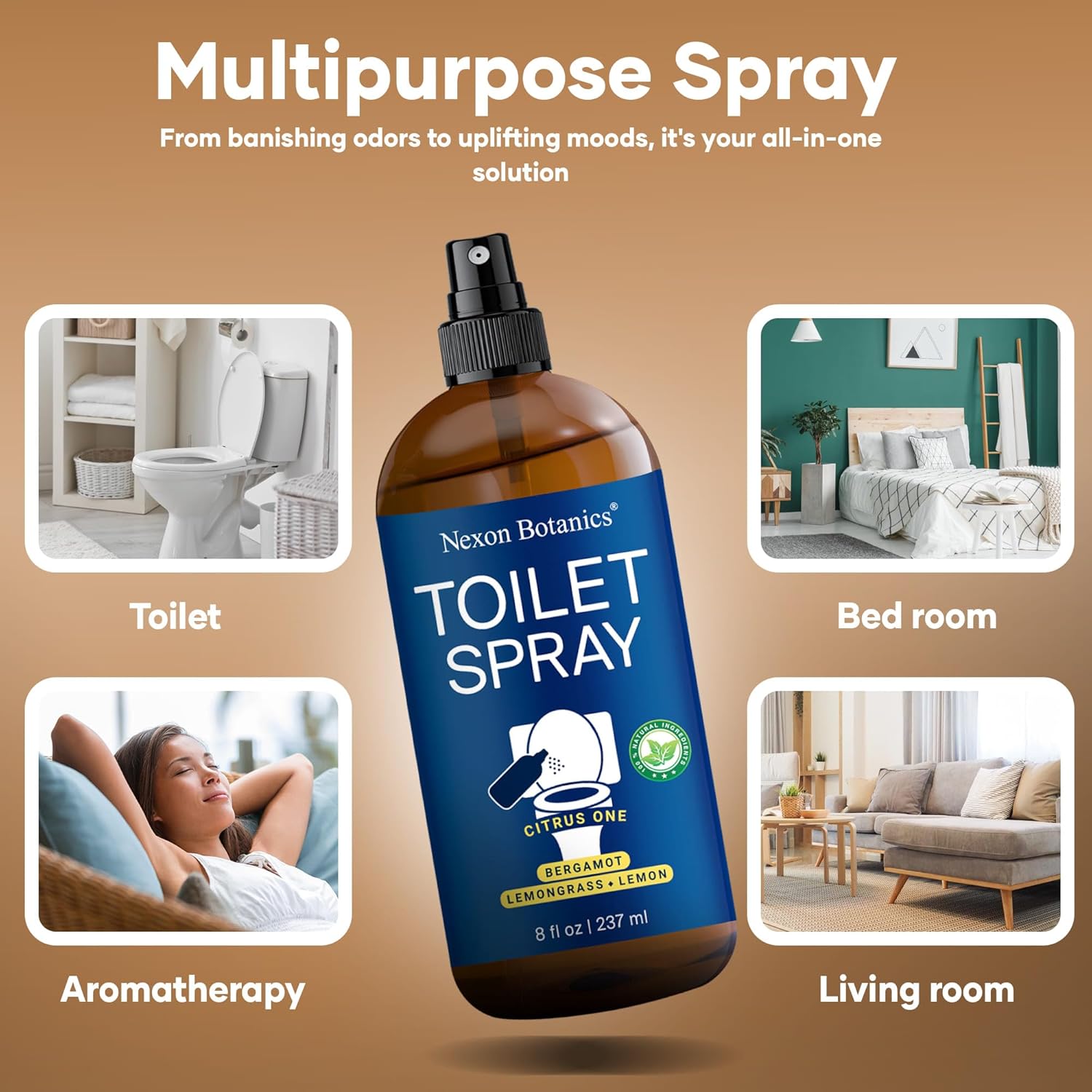 Citrus One Toilet Spray 8 Fl Oz - Natural Bathroom Odor Eliminator