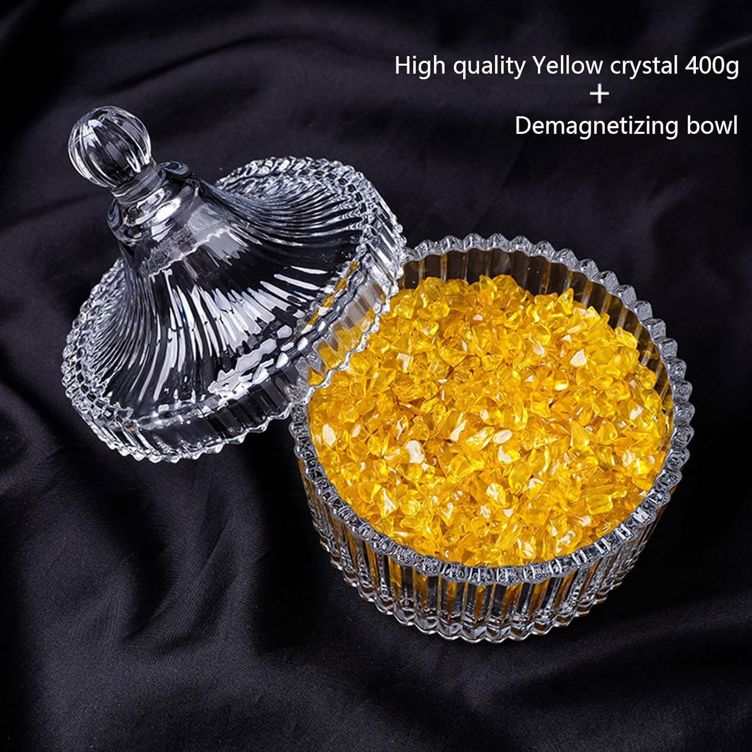400g Tumbled Yellow Crystal Chips with Storage Bowl