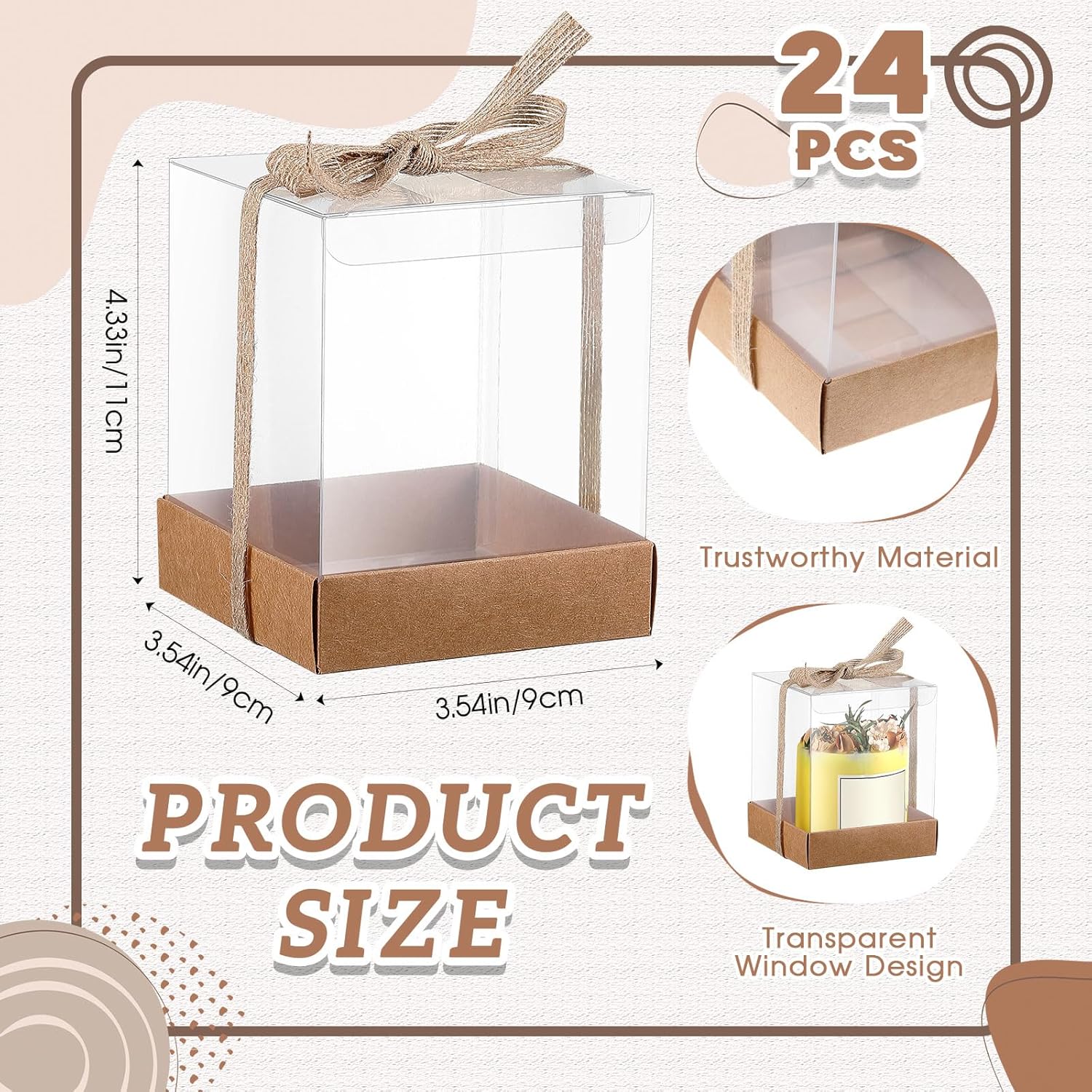 Cunno 24-Pack Transparent Candle Gift Box with Ribbon
