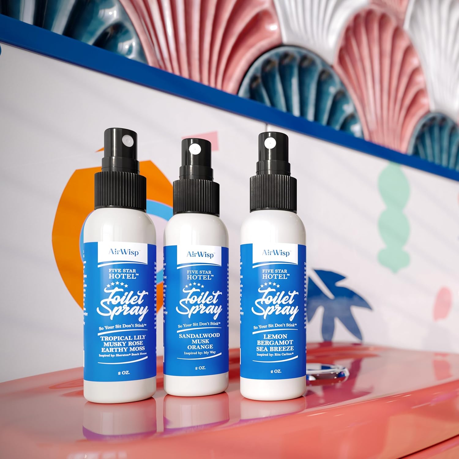 AirWisp Toilet Spray 3 Pack - Hotel Scents Odor Eliminator
