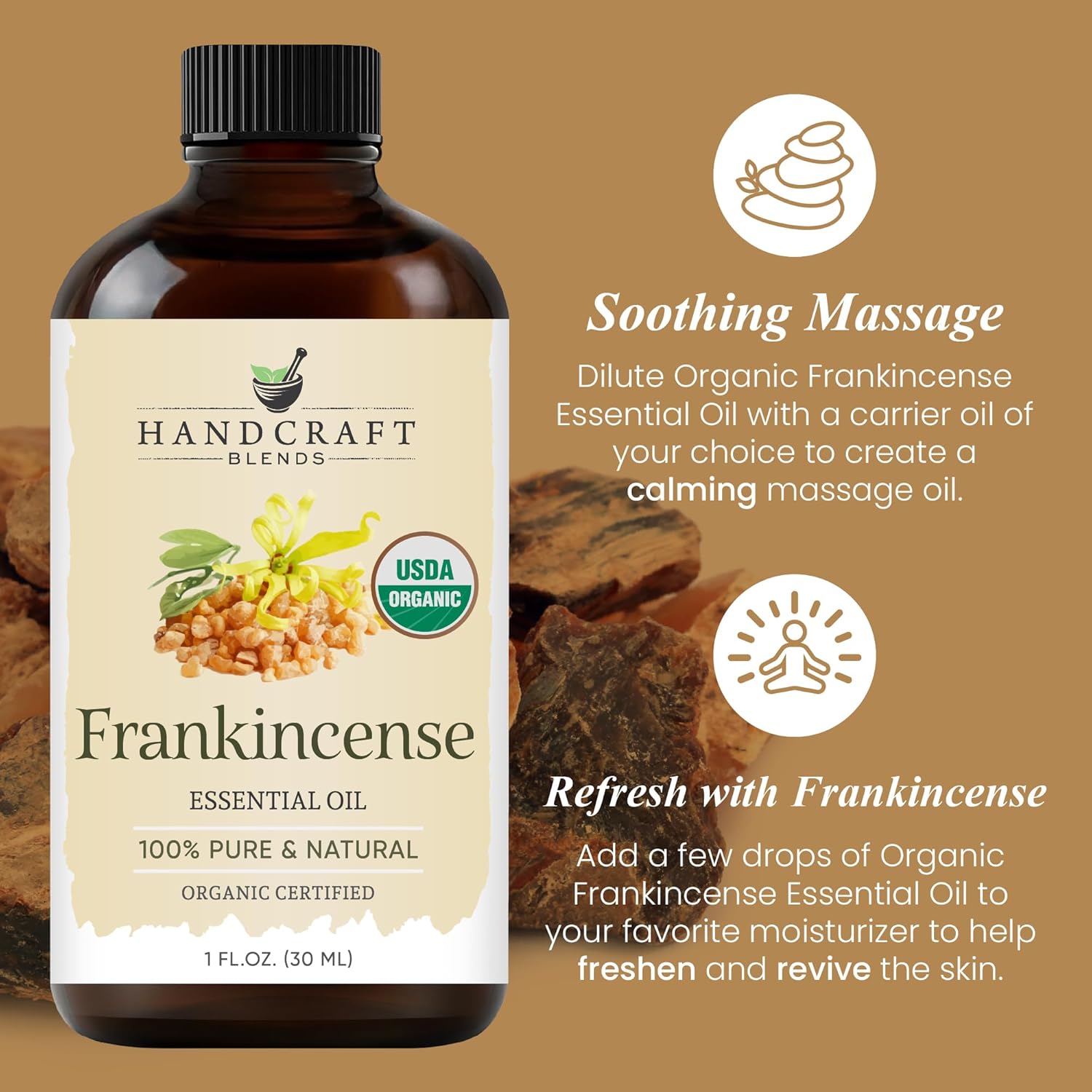 Handcraft Blends Organic Frankincense Essential Oil 1 Fl Oz