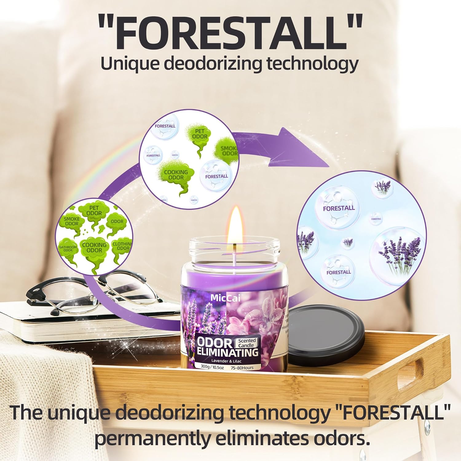 Lavender Lilac Deodorizing Candles for Home