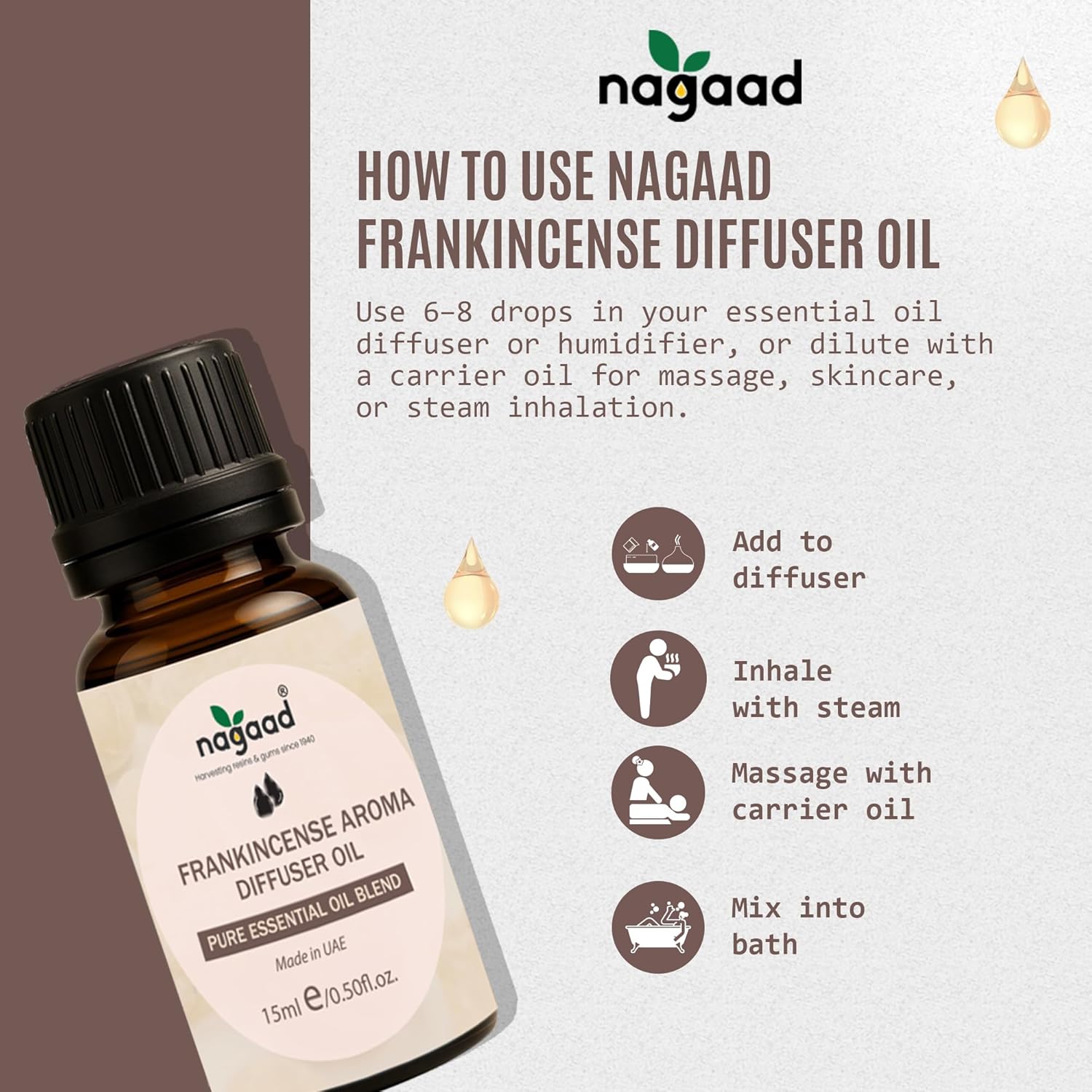 Organic Frankincense Essential Oil - 15ml for Diffusers and Massage