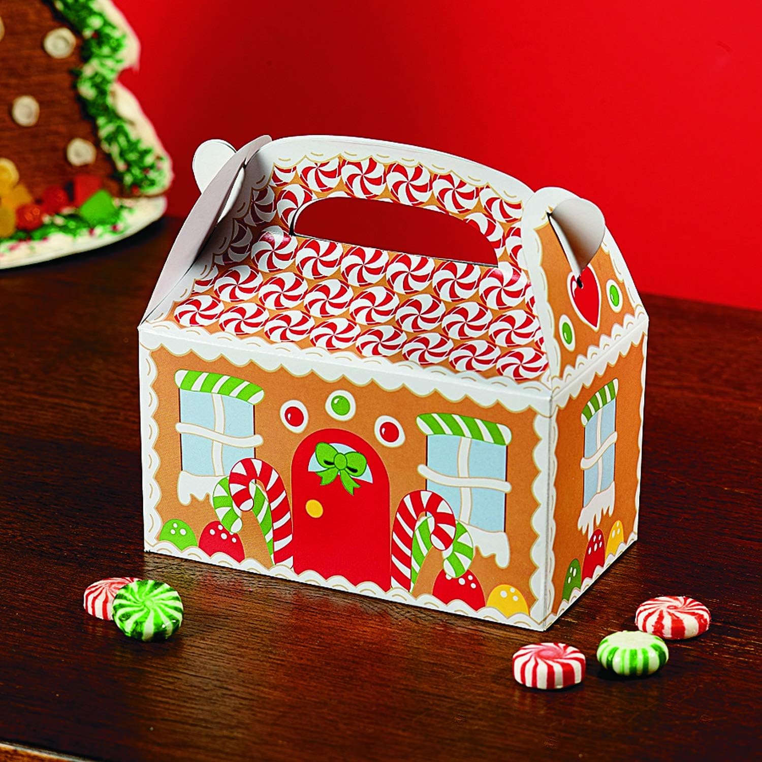 Gingerbread House Favor Treat Boxes - 12 Pieces
