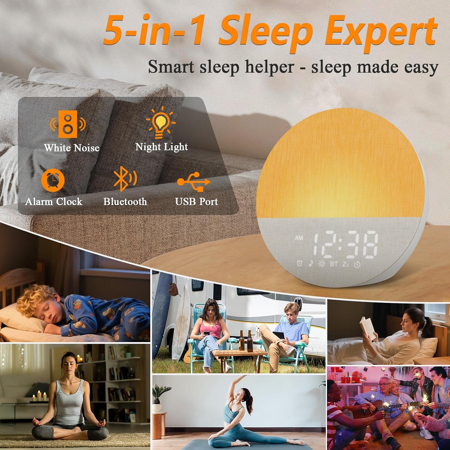 Sunrise Alarm Clock with Sound Machine and Light