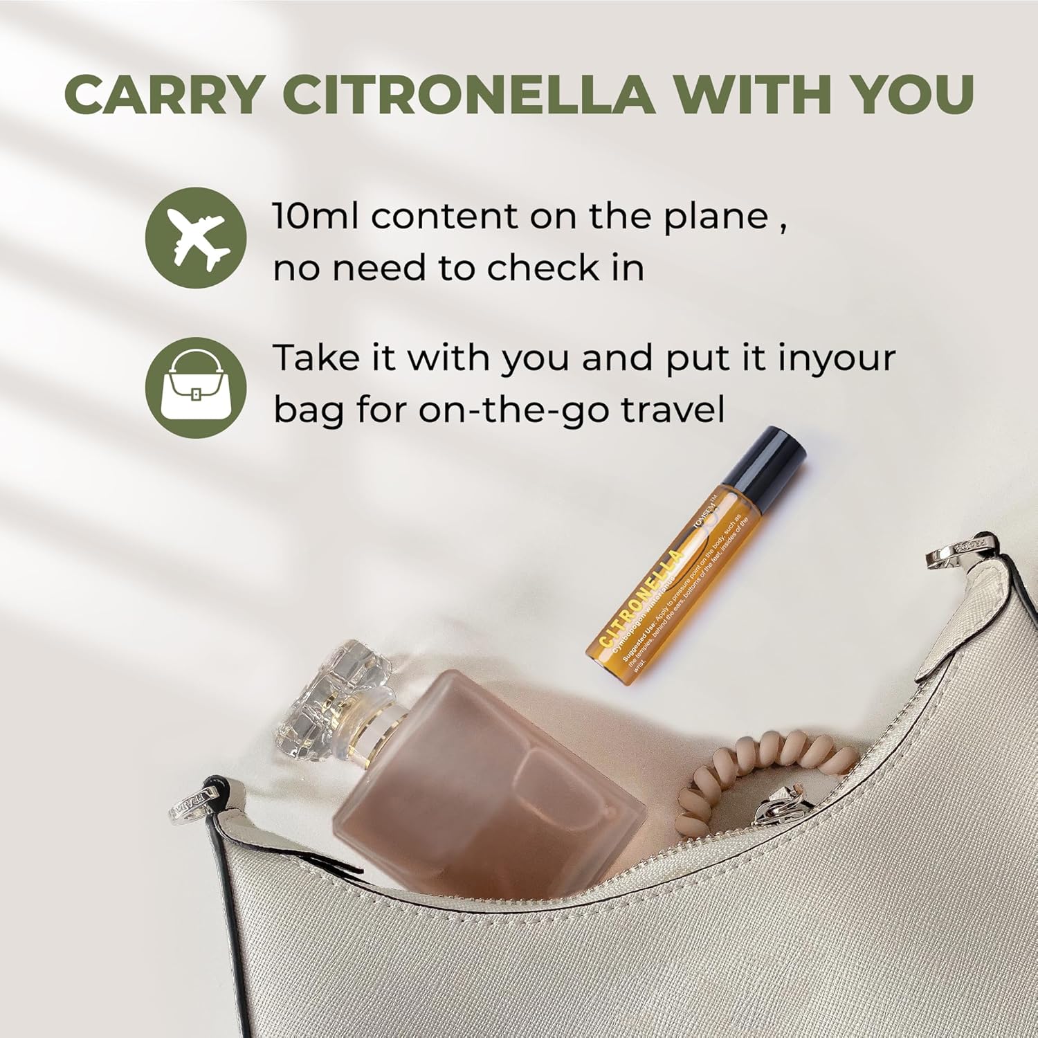 French Citronella Essential Oil Roll-On - 10ml Aromatherapy Bottle
