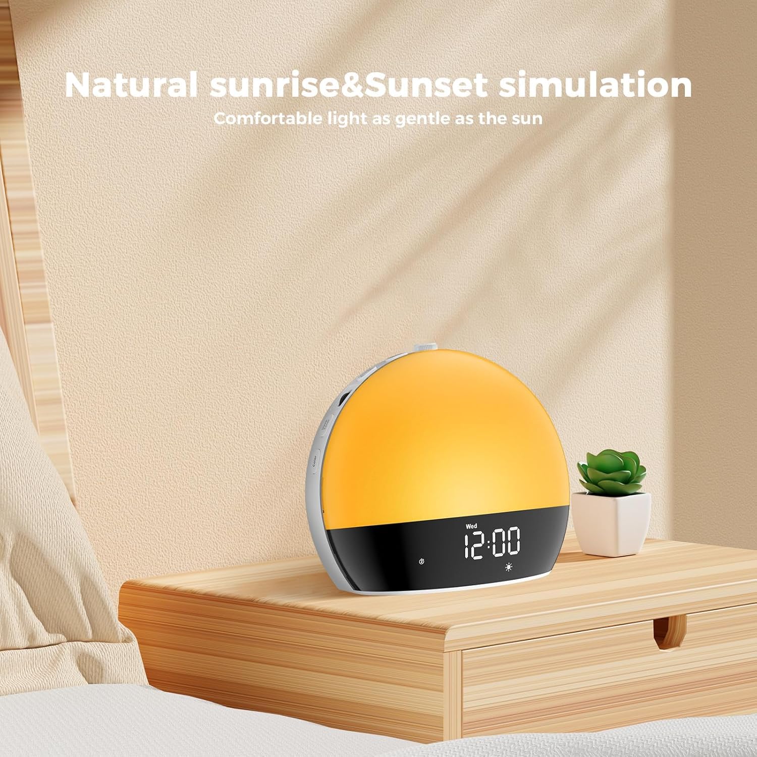 Risop Gentle Awakening Sunrise Alarm Clock with Light Therapy and Bluetooth Speaker