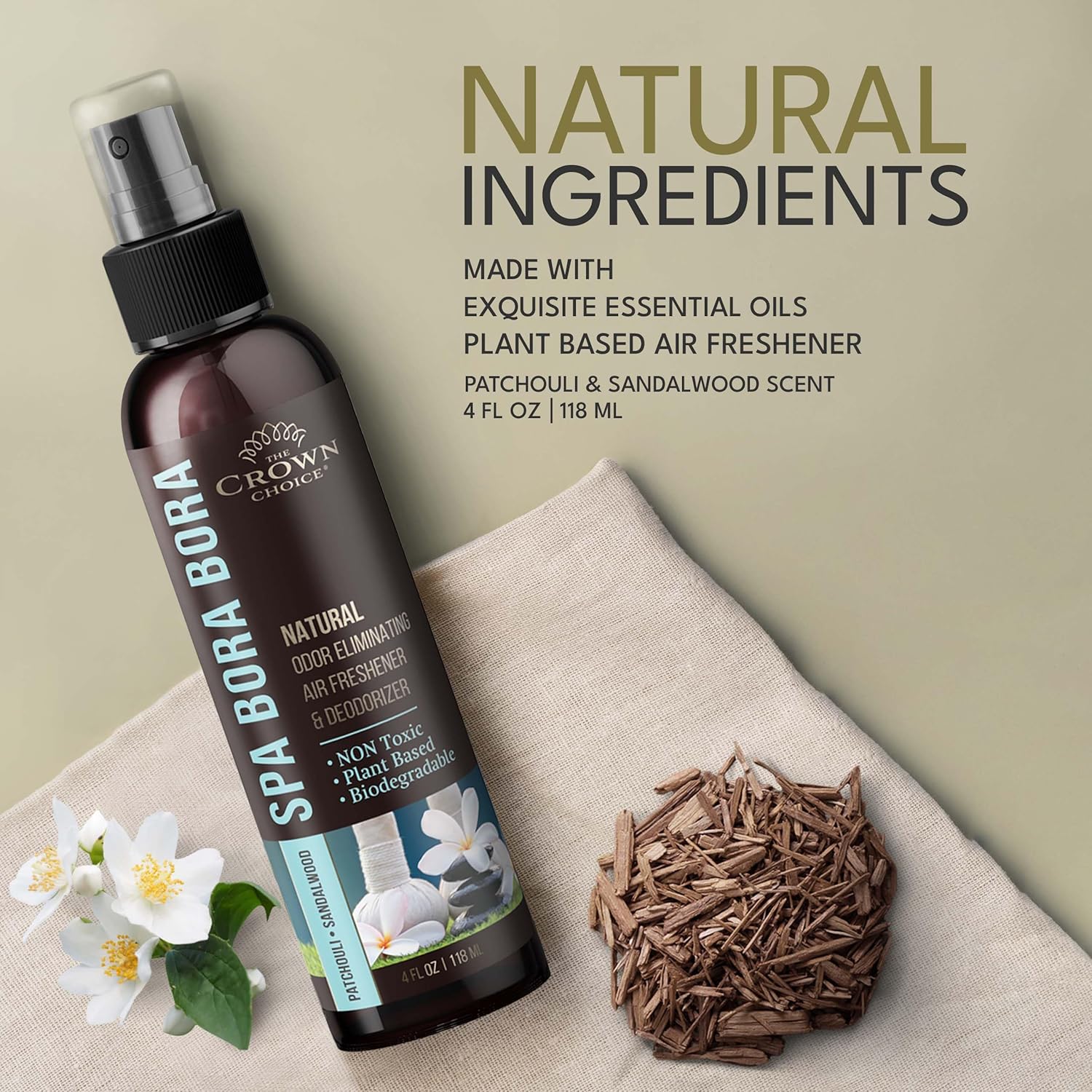 The Crown Choice Natural Air Freshener Spray Patchouli Sandalwood Non-Toxic Deodorizer