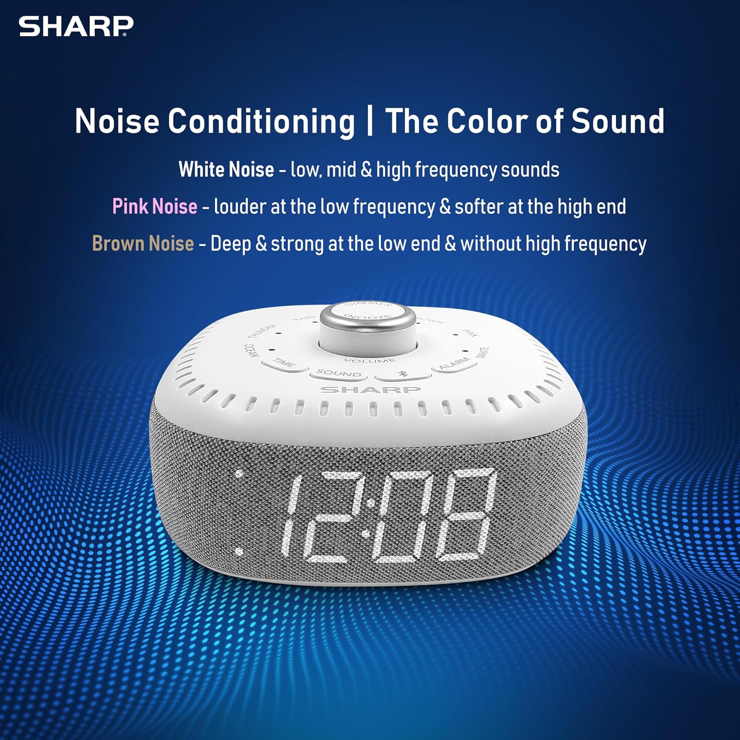 Sharp Sound Machine Alarm Clock with Bluetooth Speaker
