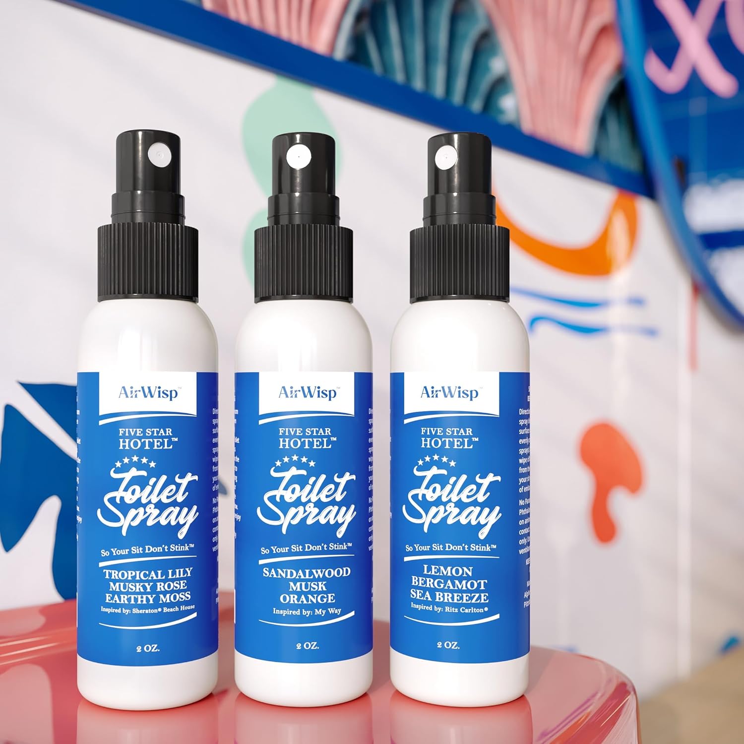 AirWisp Toilet Spray 3 Pack - Hotel Scents Odor Eliminator
