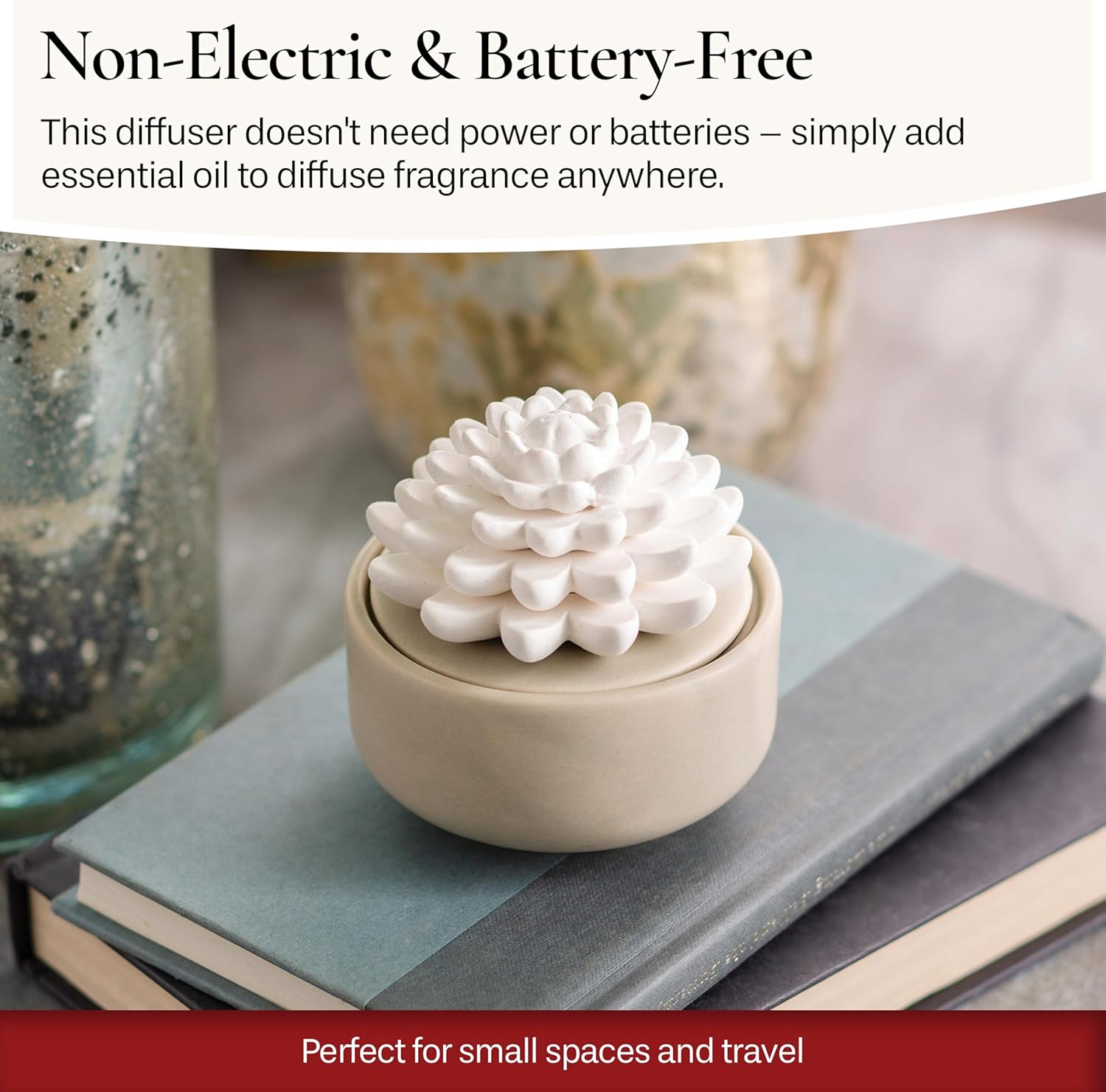 Airom White Succulent Porcelain Diffuser with Peppermint Oil
