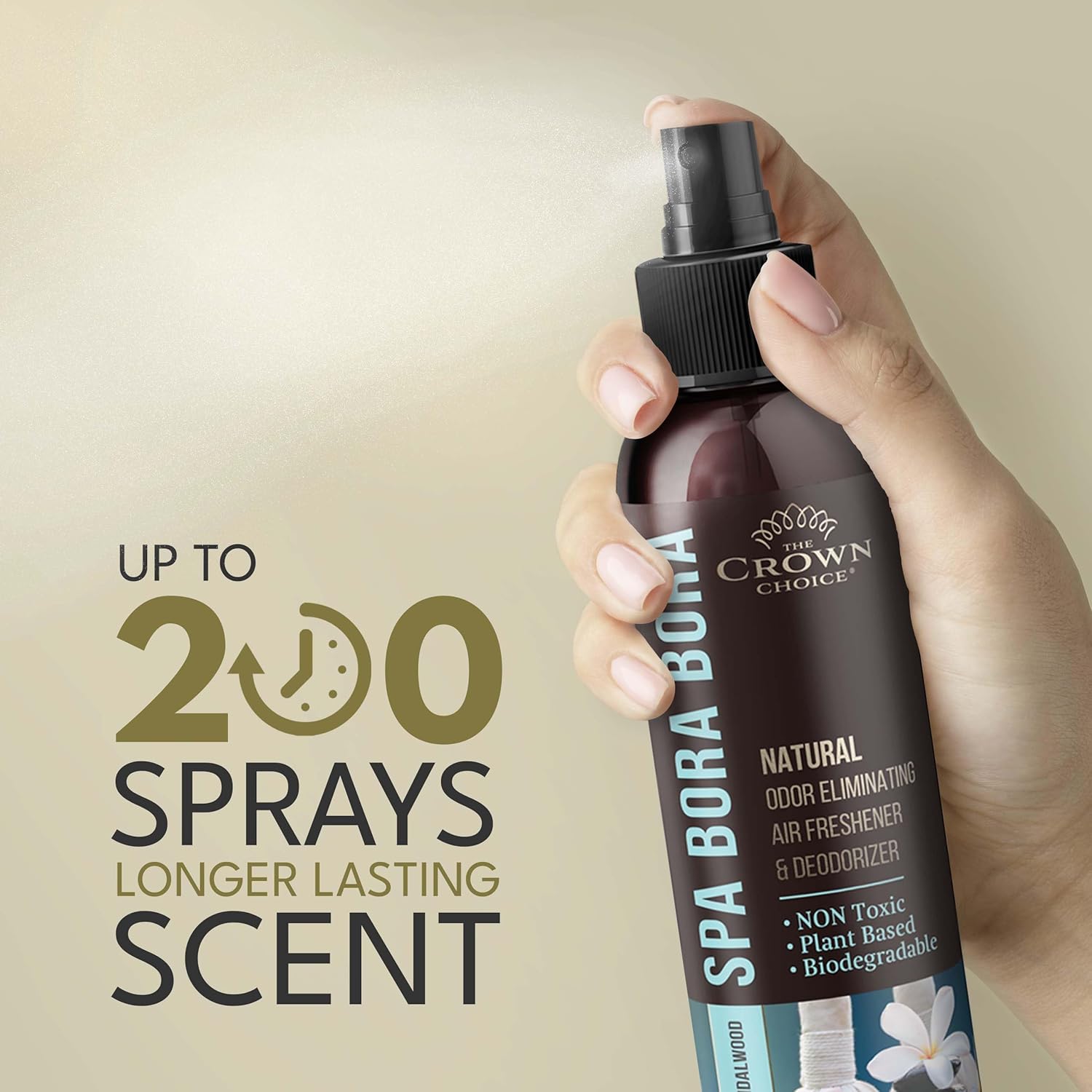 The Crown Choice Natural Air Freshener Spray Patchouli Sandalwood Non-Toxic Deodorizer