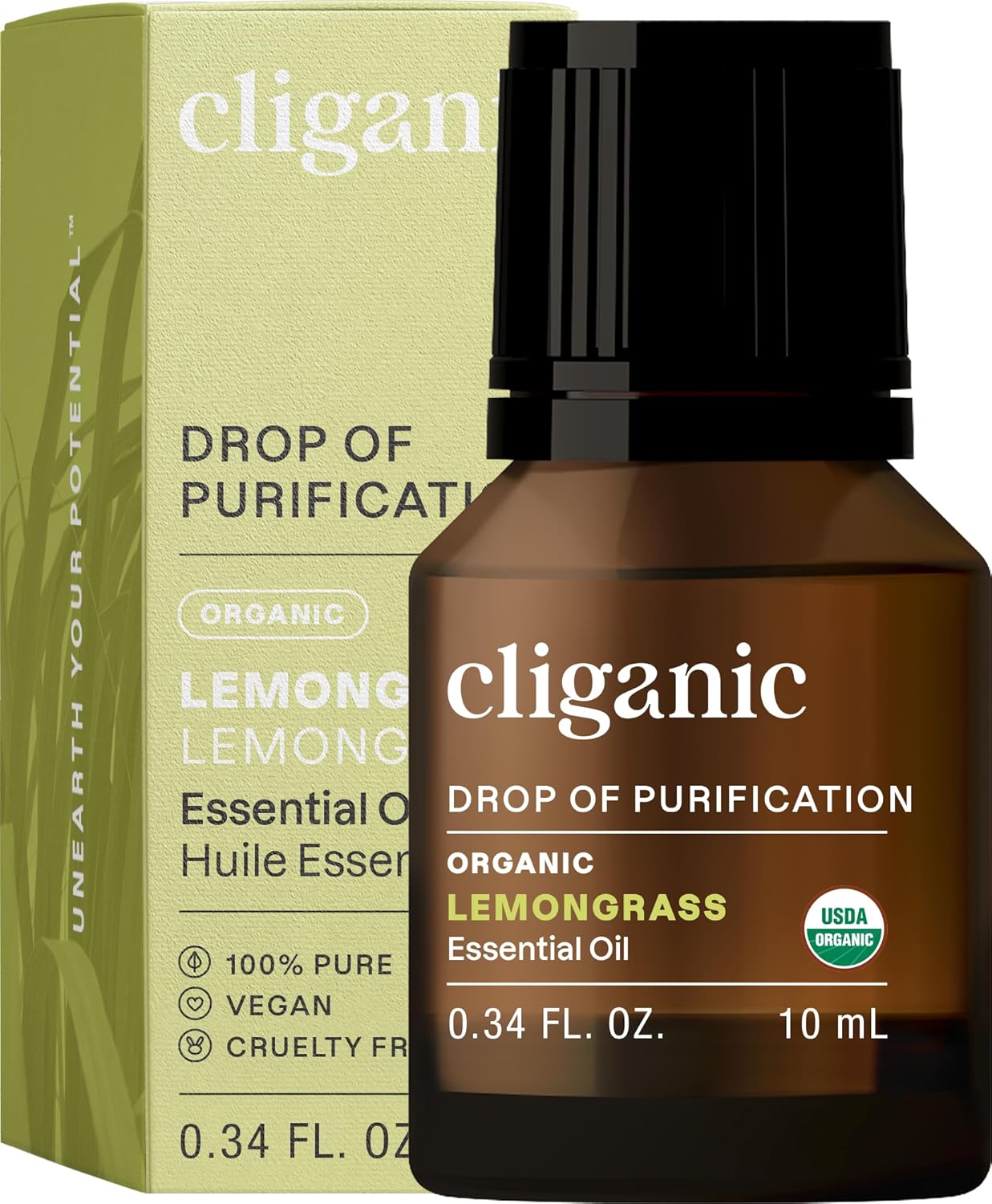 Cliganic USDA Organic Lemongrass Essential Oil 100 Pure