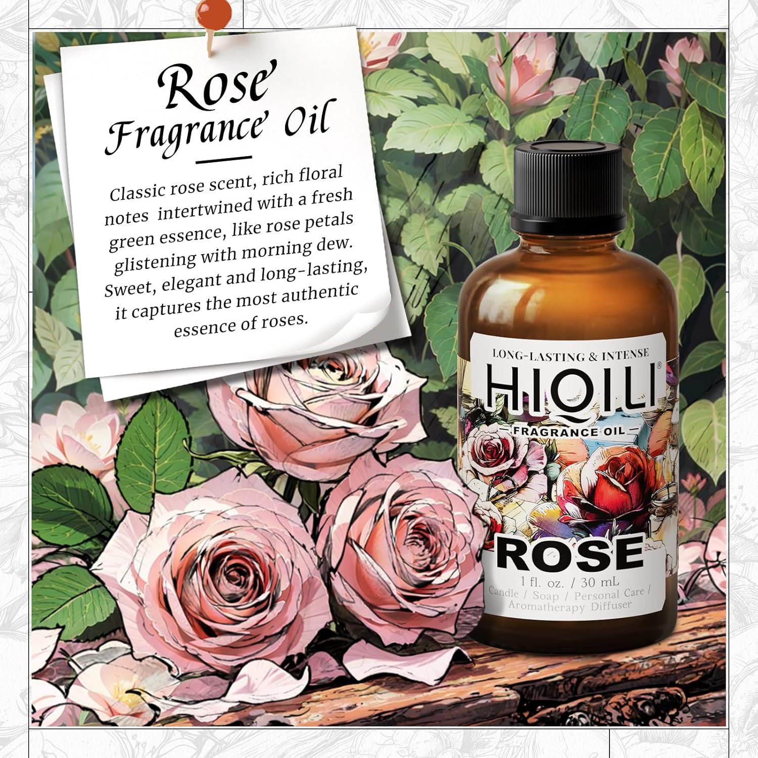 HIQILI Rose Fragrance Oil 1 Fl Oz