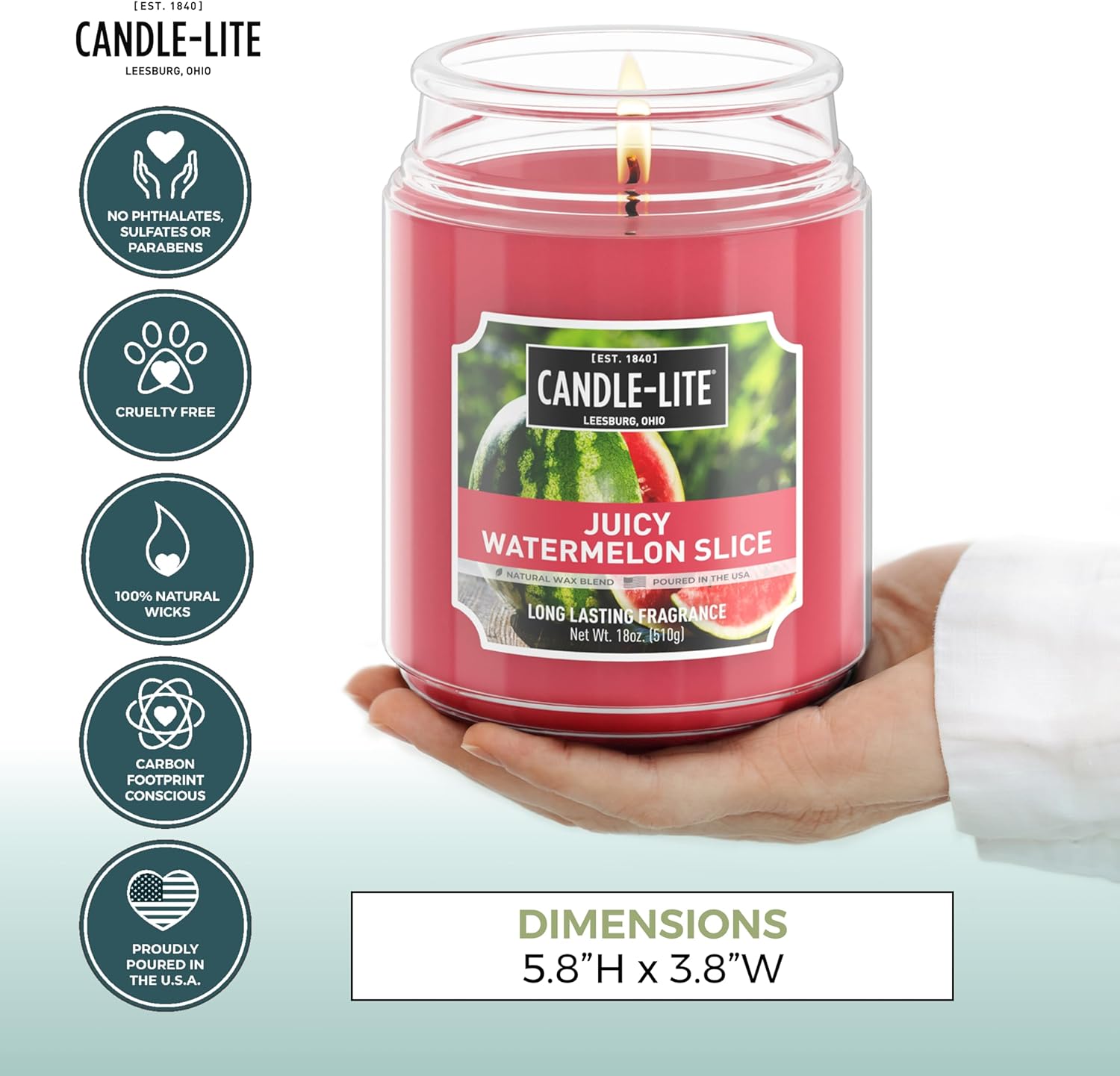 Candle-lite Watermelon Scented Candle 18 oz Jar