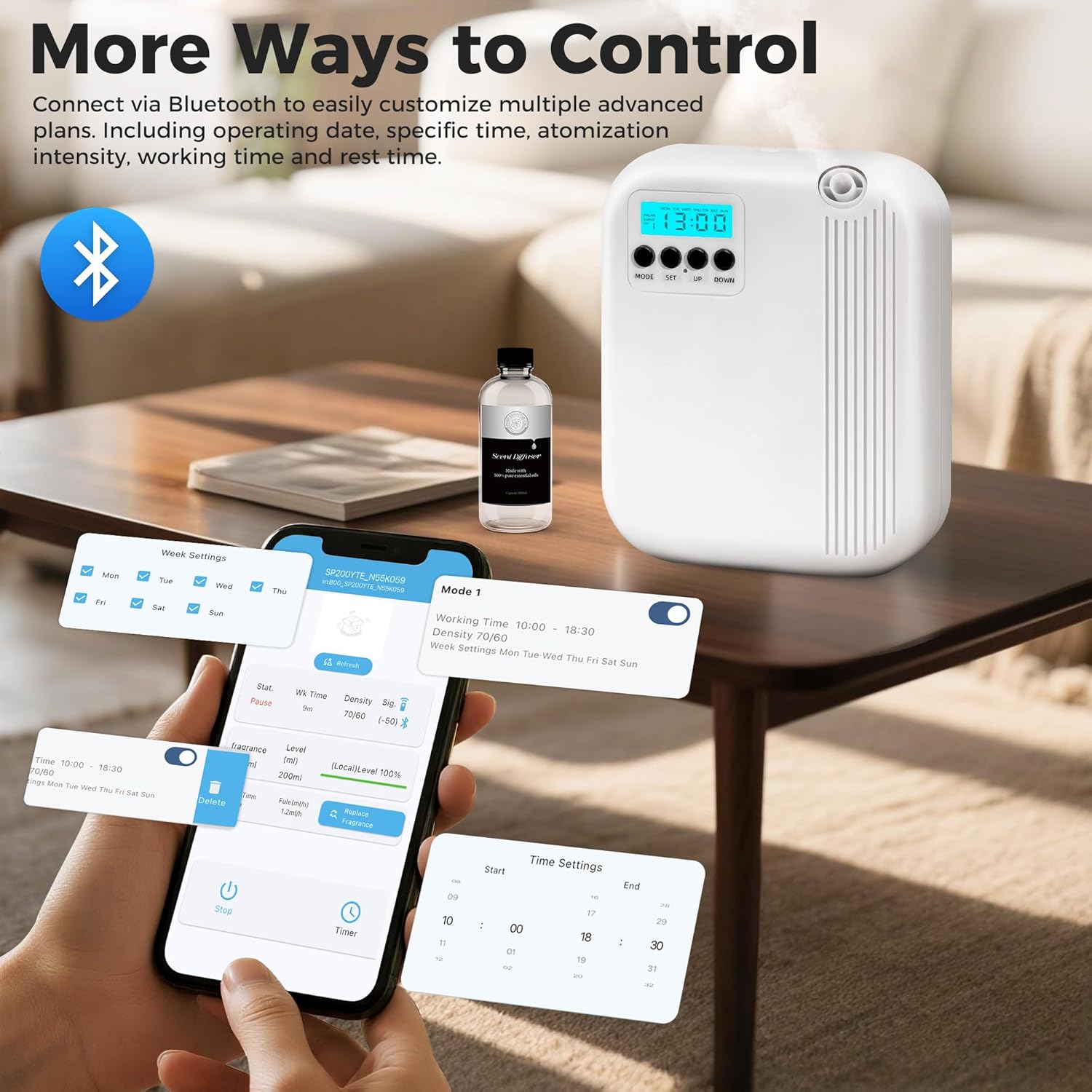 Hotel Scent Diffuser with 200ml Capacity and Bluetooth Control