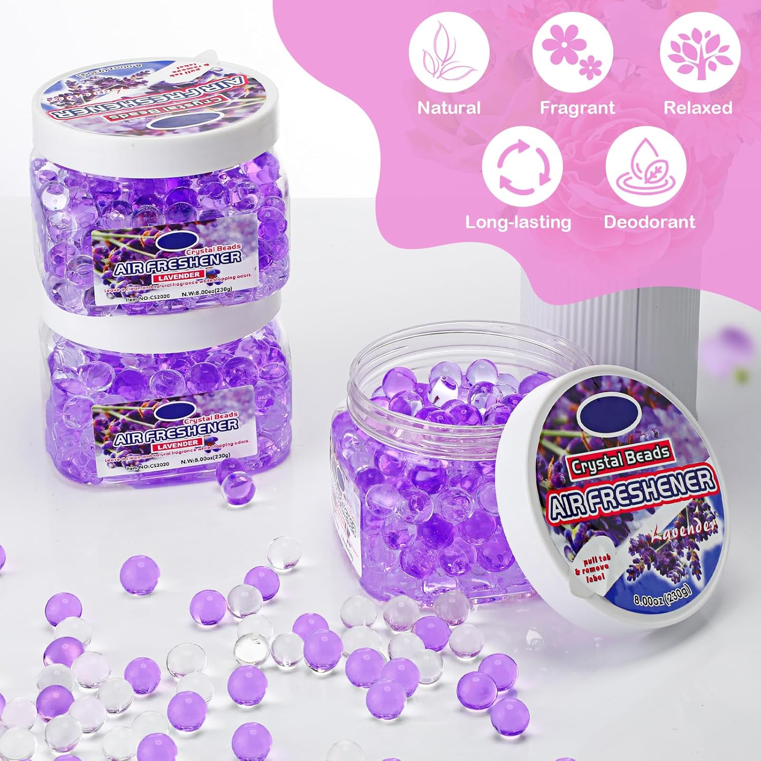 12 Pcs Air Freshener Gel Beads Lavender Odor Eliminator