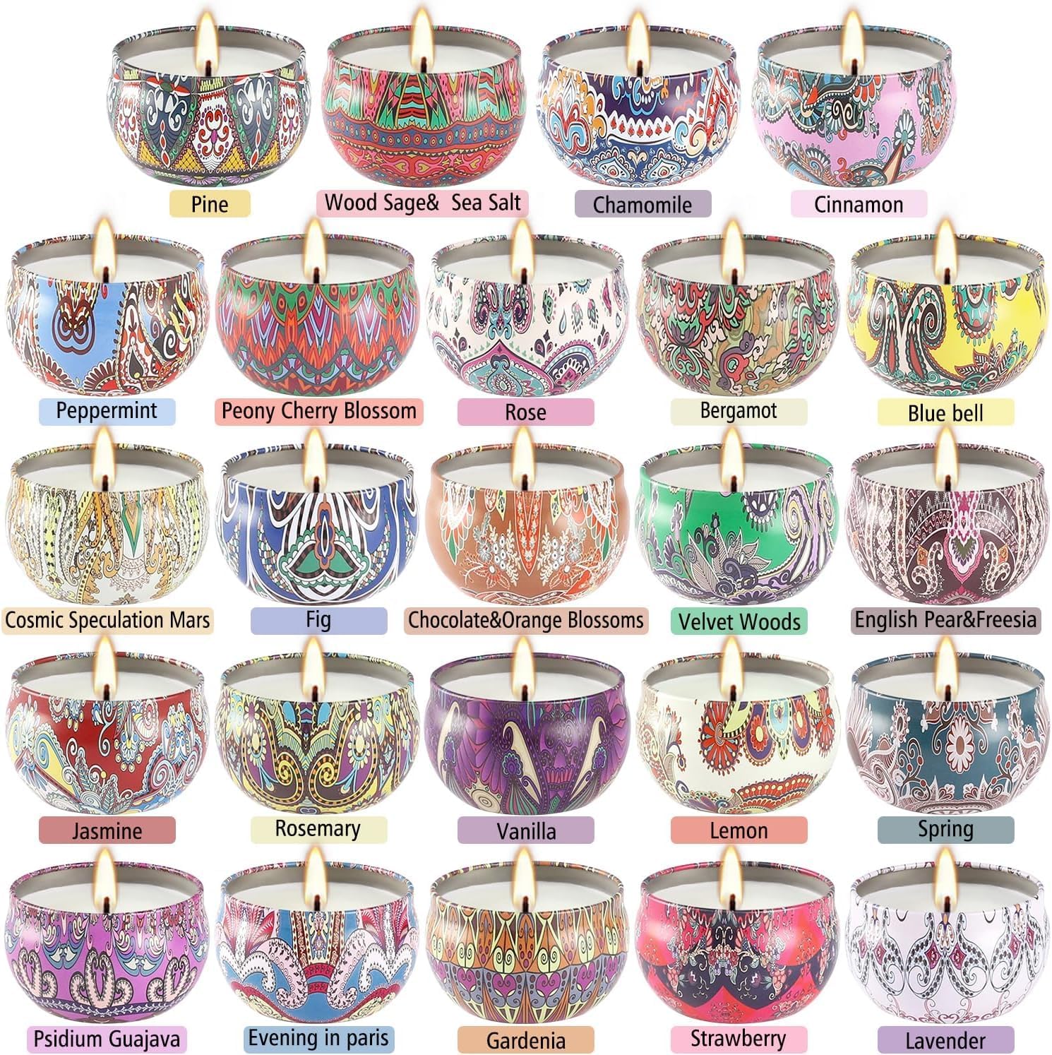 24 Pack Scented Candles Set for Relaxation and Aromatherapy