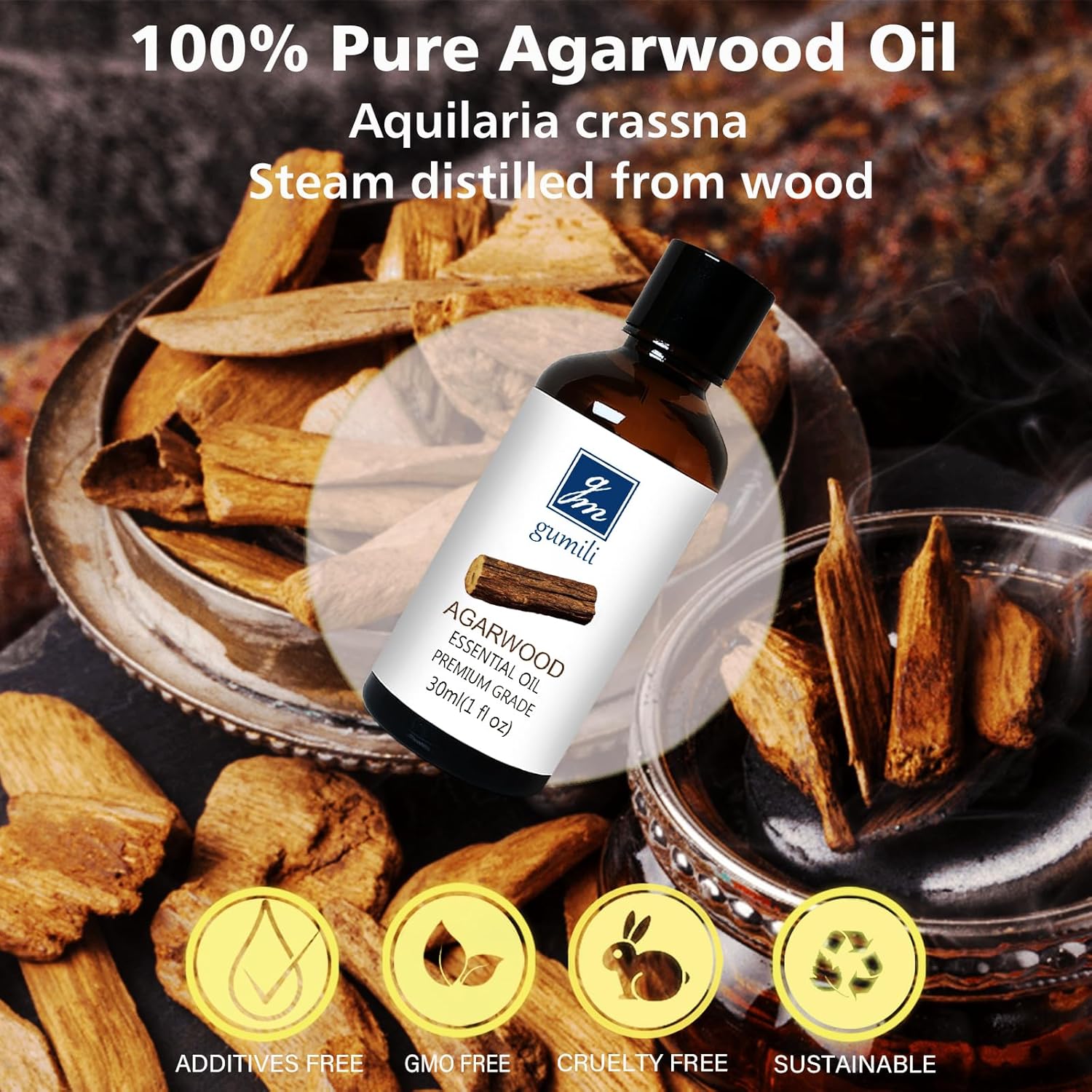 Agarwood Essential Oil 30ml 1 oz Pure for Aromatherapy Meditation