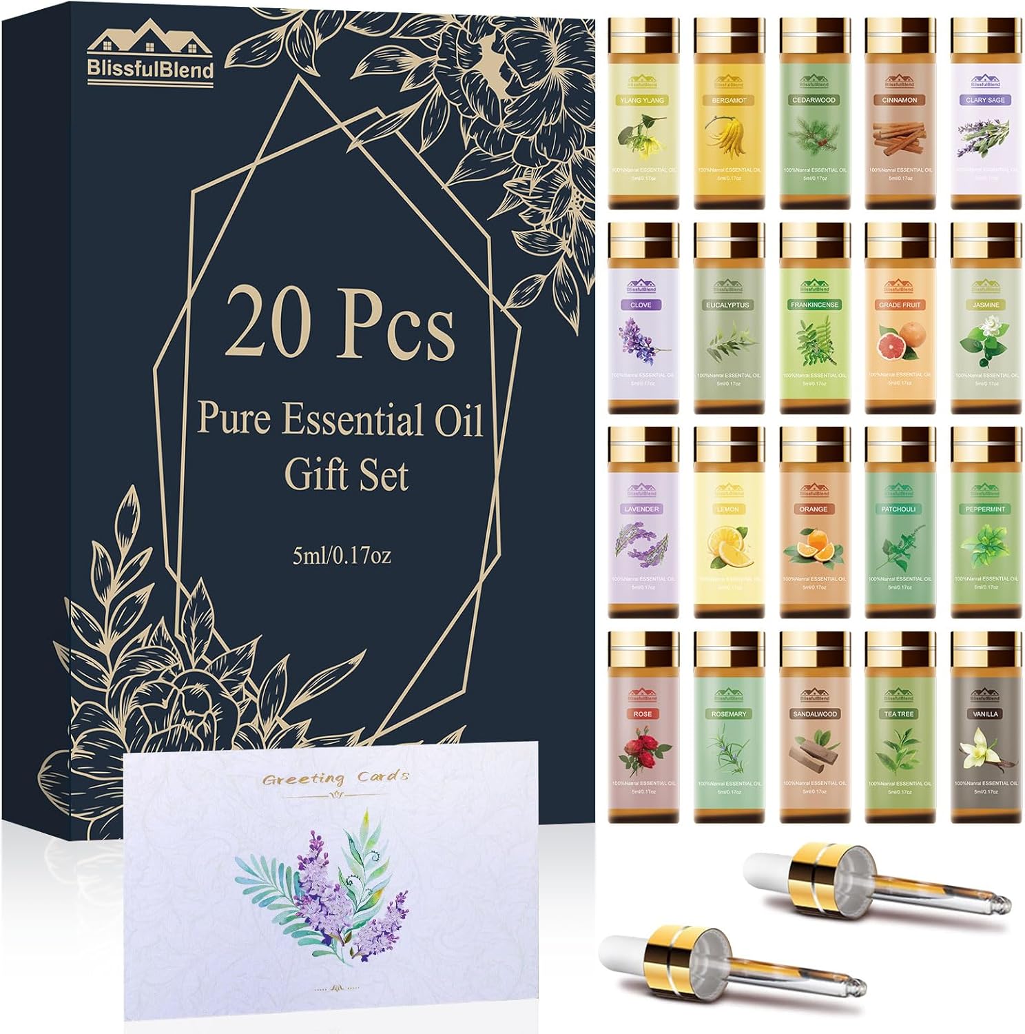 Pure Essential Oils Set 20 Scents for Diffusers and DIY