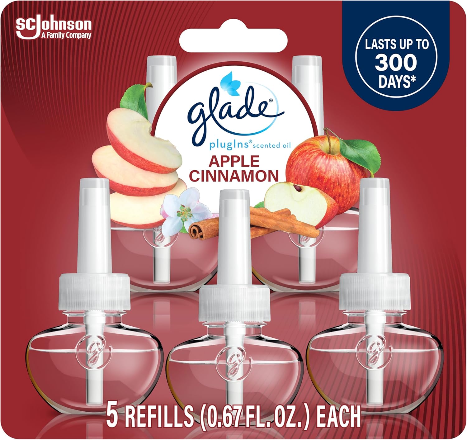 Glade PlugIns Air Freshener Apple Cinnamon 335 Fl Oz 5 Count
