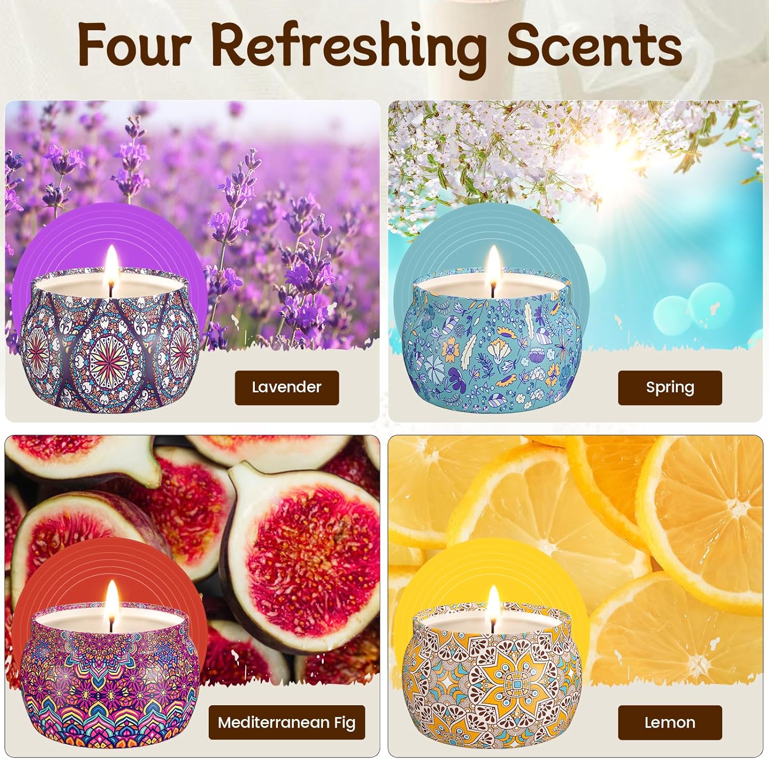 TranquilBliss Scented Candle Set 4 Pack