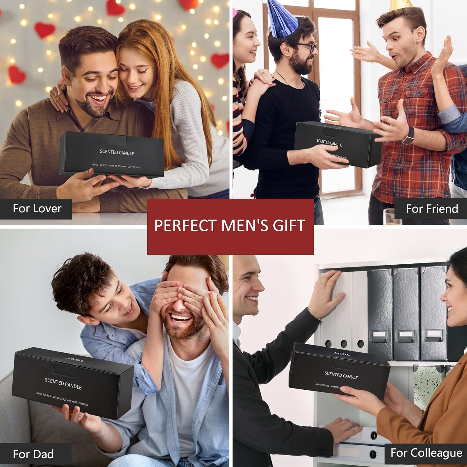 AGOL Men Scented Candle Set 3 Pack