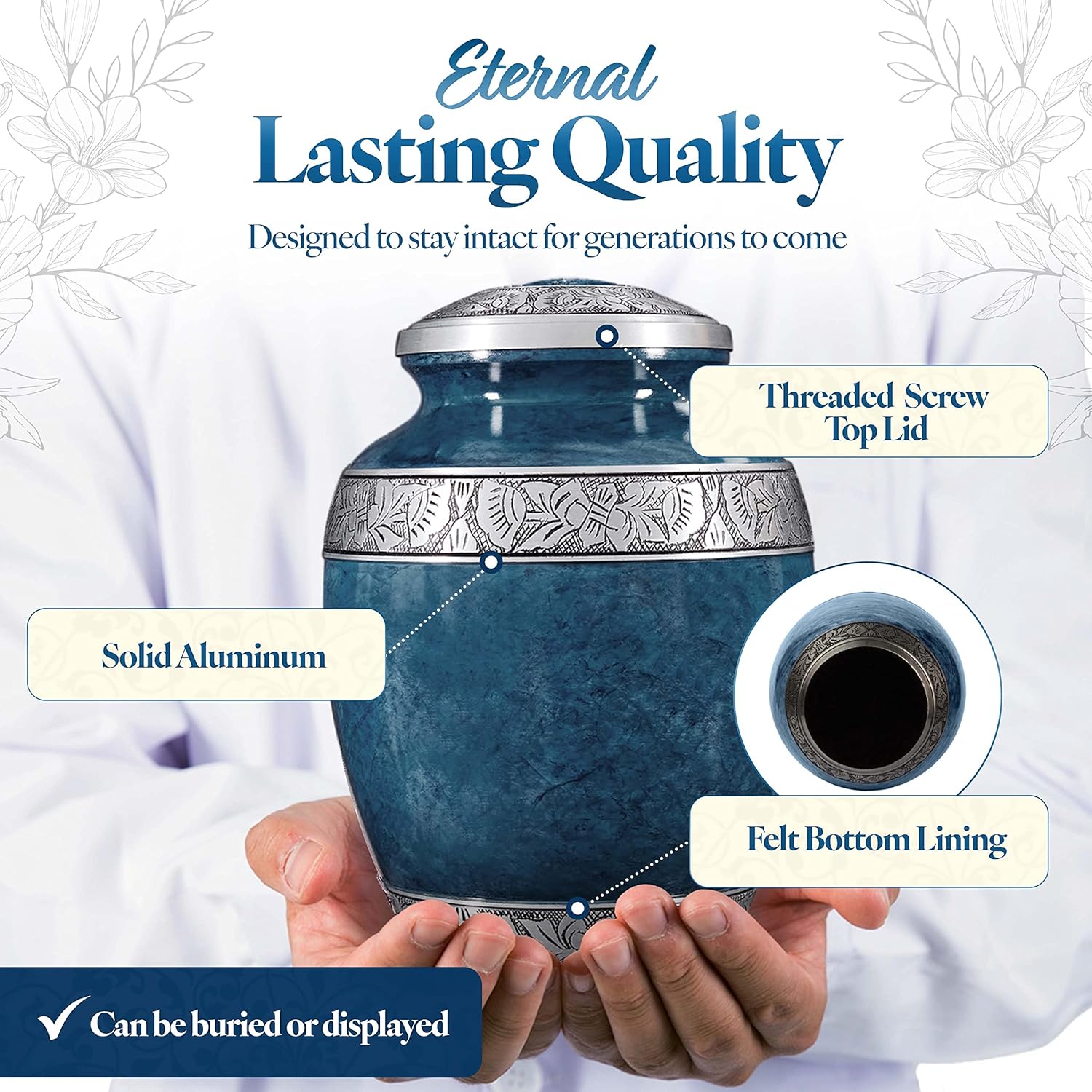 GSM Brands Cremation Urn with Blue Design