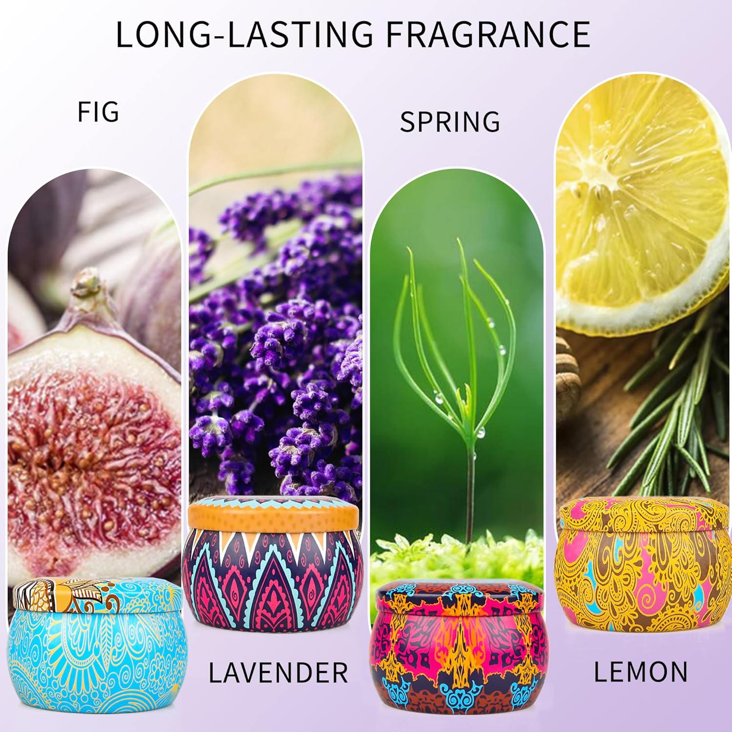 Scented Candles Gift Set 4 Pack Aromatherapy Stress Relief for Women