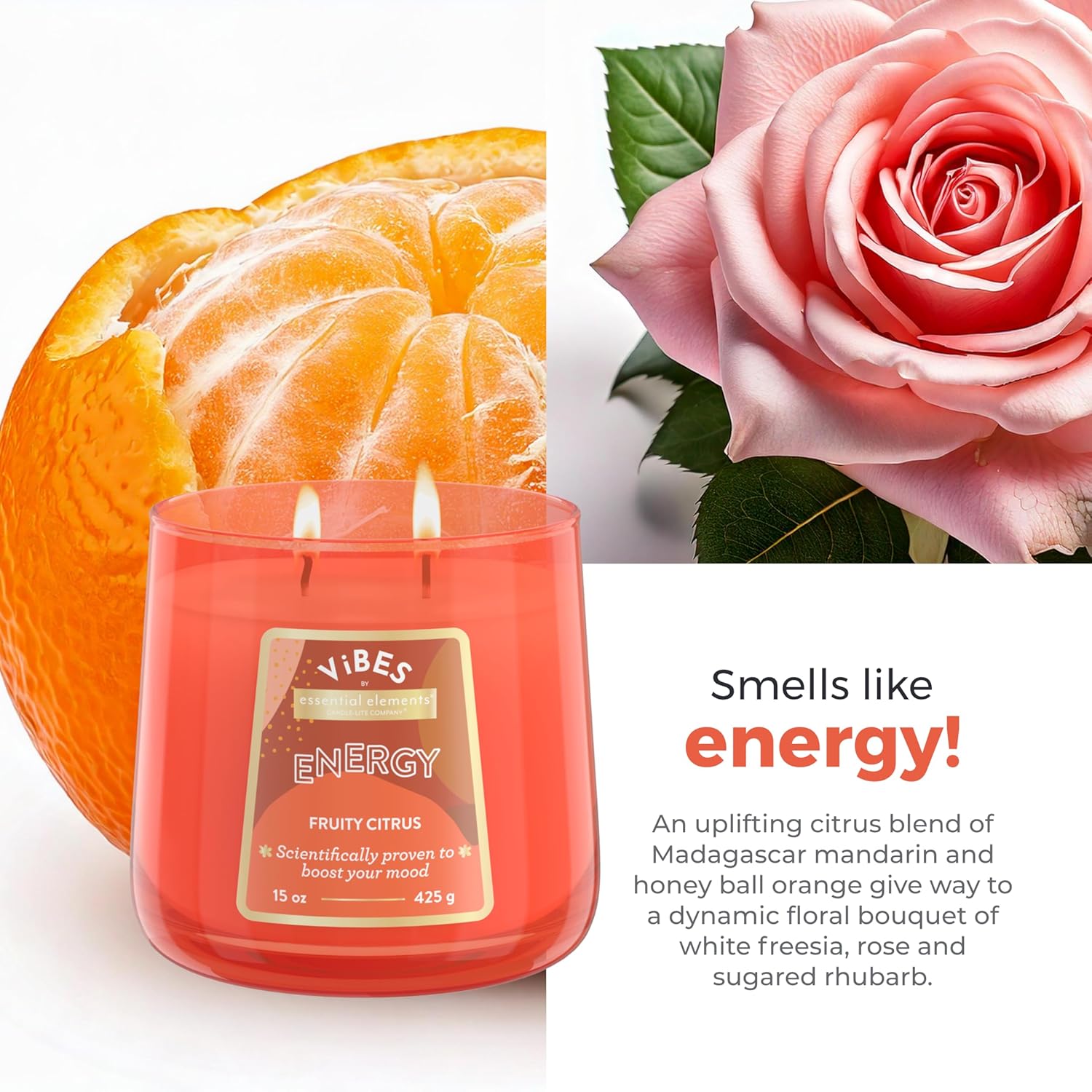 Candle-Lite Vibes Fruity Citrus Aromatherapy Candles 15 oz Jar
