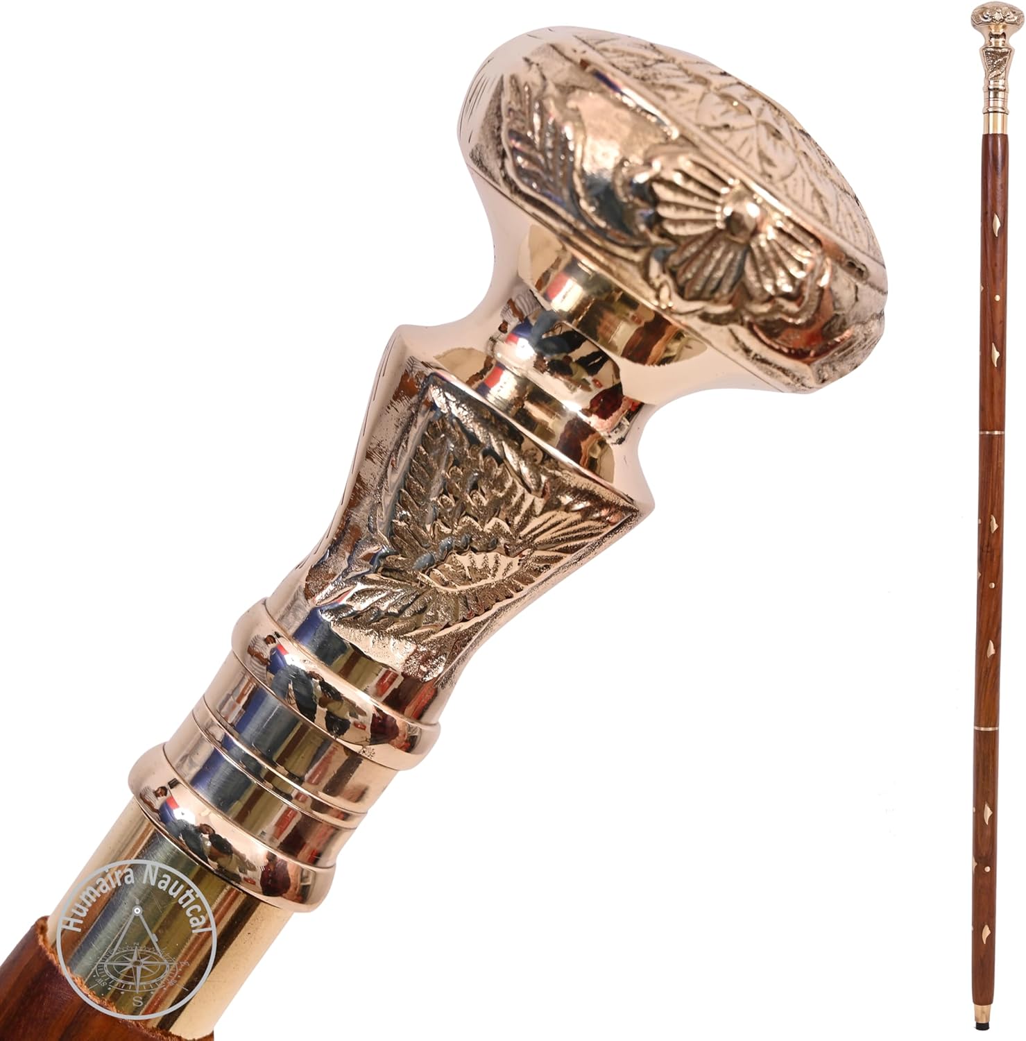 Victorian Brass Handle Walking Stick with Telescope Fold Design