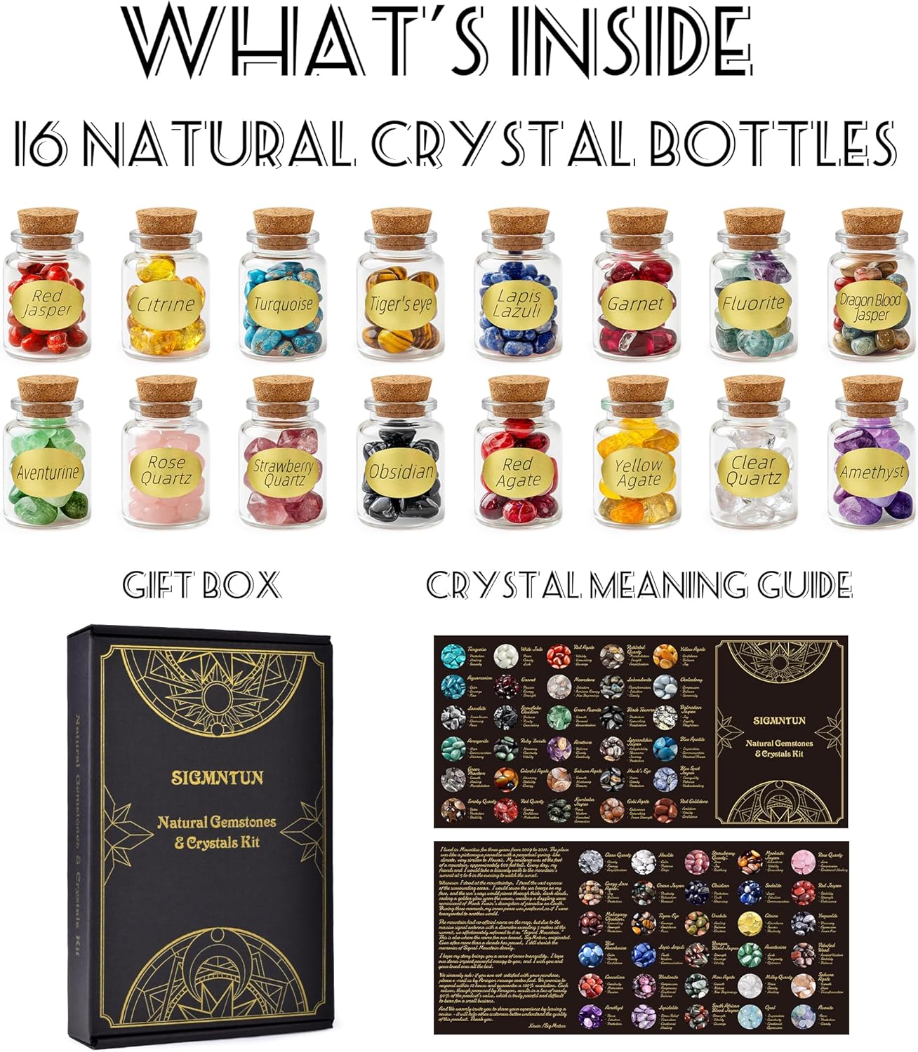 Healing Crystals in Jars 16 PCS Set