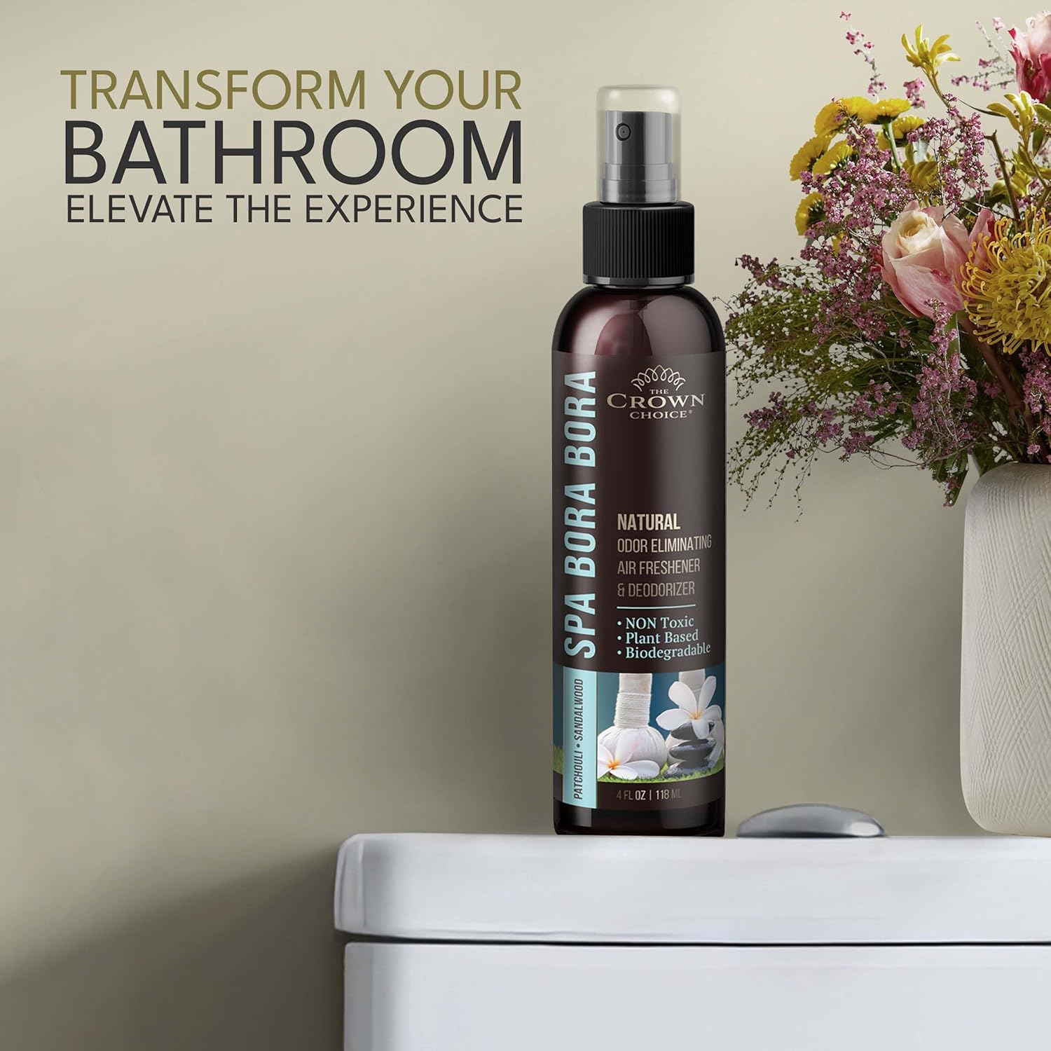 The Crown Choice Natural Air Freshener Spray Patchouli Sandalwood Non-Toxic Deodorizer