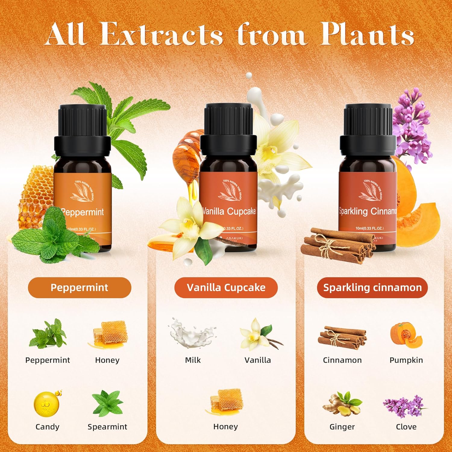 ASAKUKI Essential Oil Set 6 x 10 ml