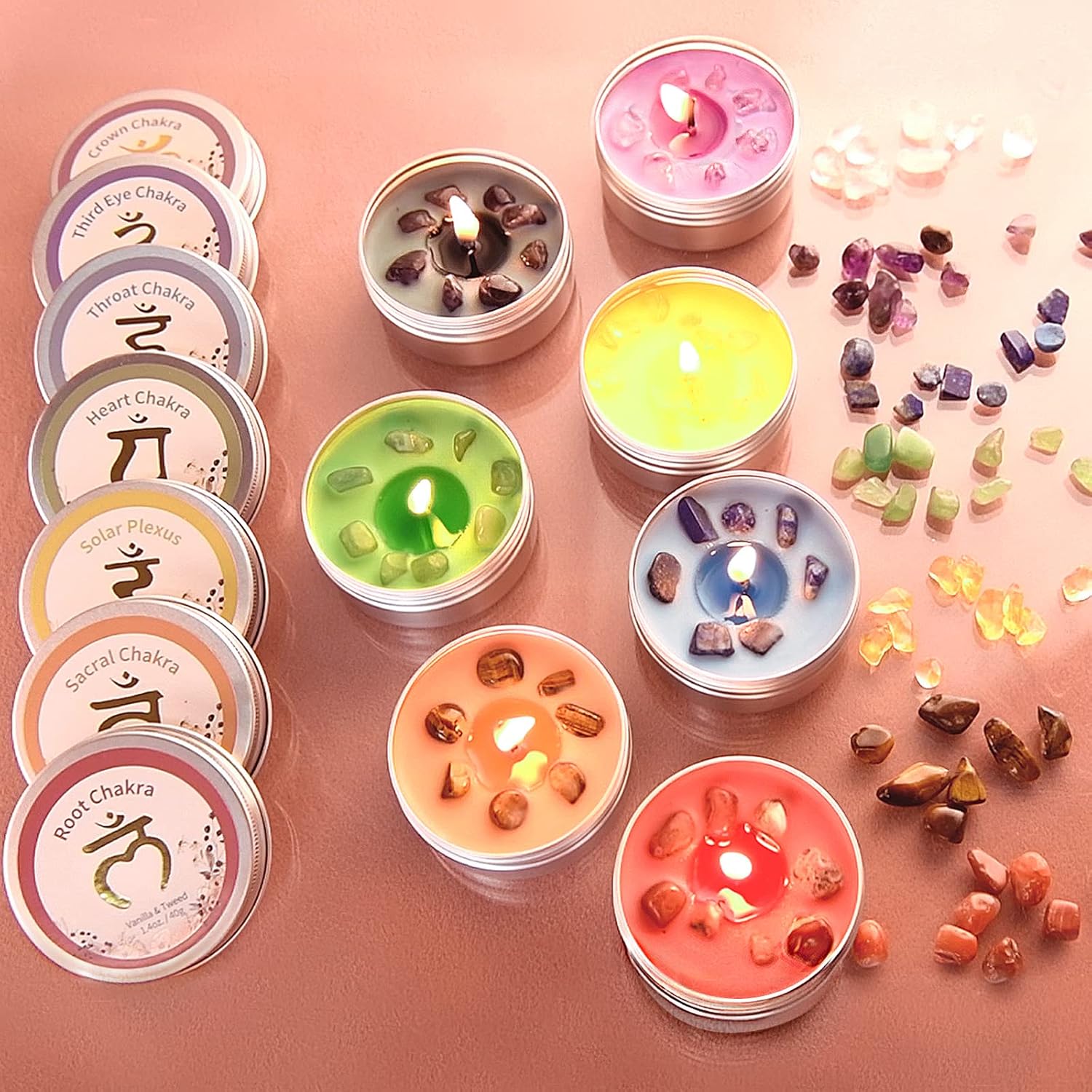 Chakra Candles Set of 7 for Meditation and Healing