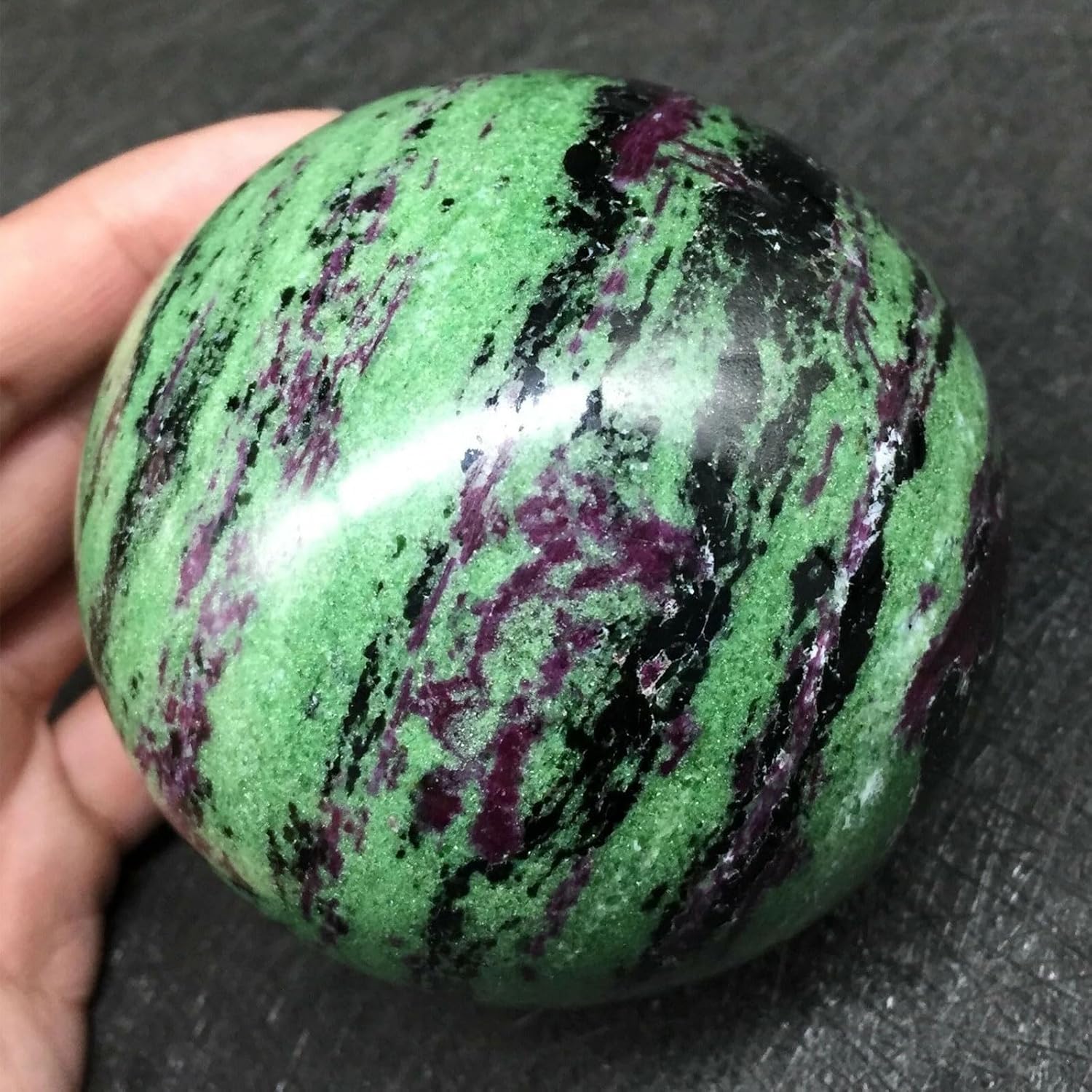 Natural Ruby Zoisite Healing Crystal Ball with Stand