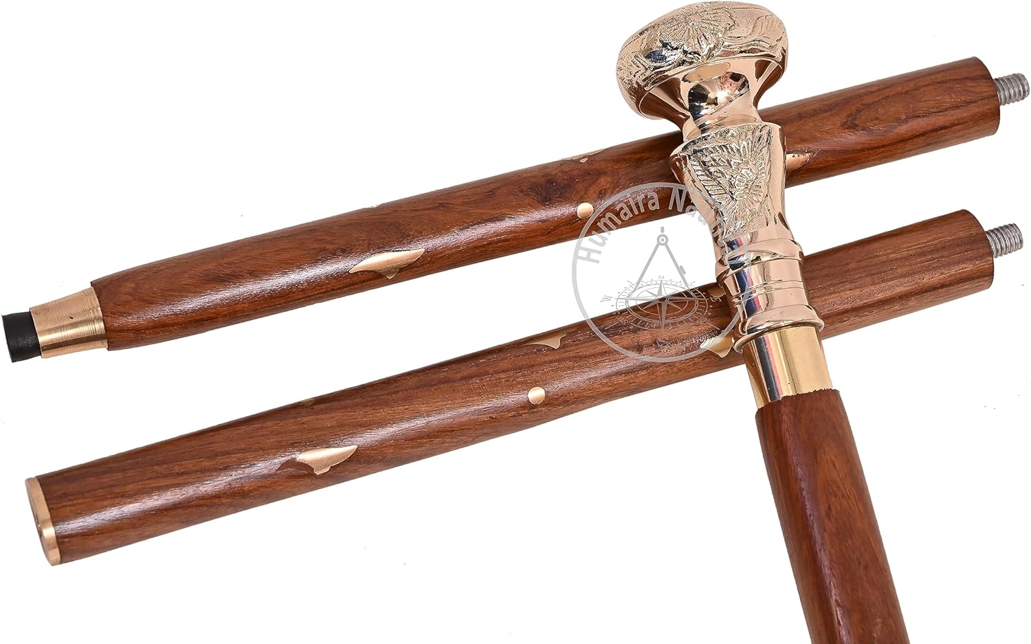 Victorian Brass Handle Walking Stick with Telescope Fold Design