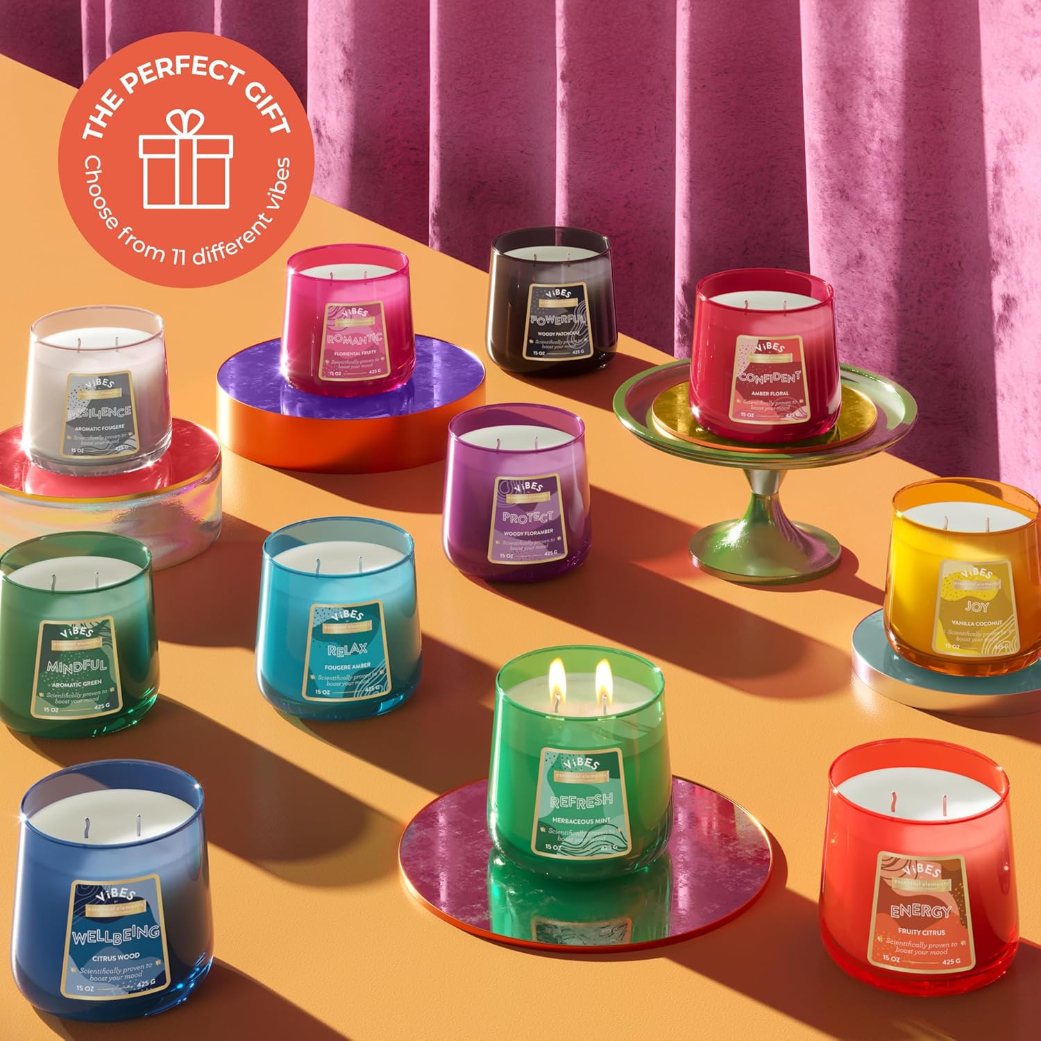 Candle-Lite Vibes Fruity Citrus Aromatherapy Candles 15 oz Jar