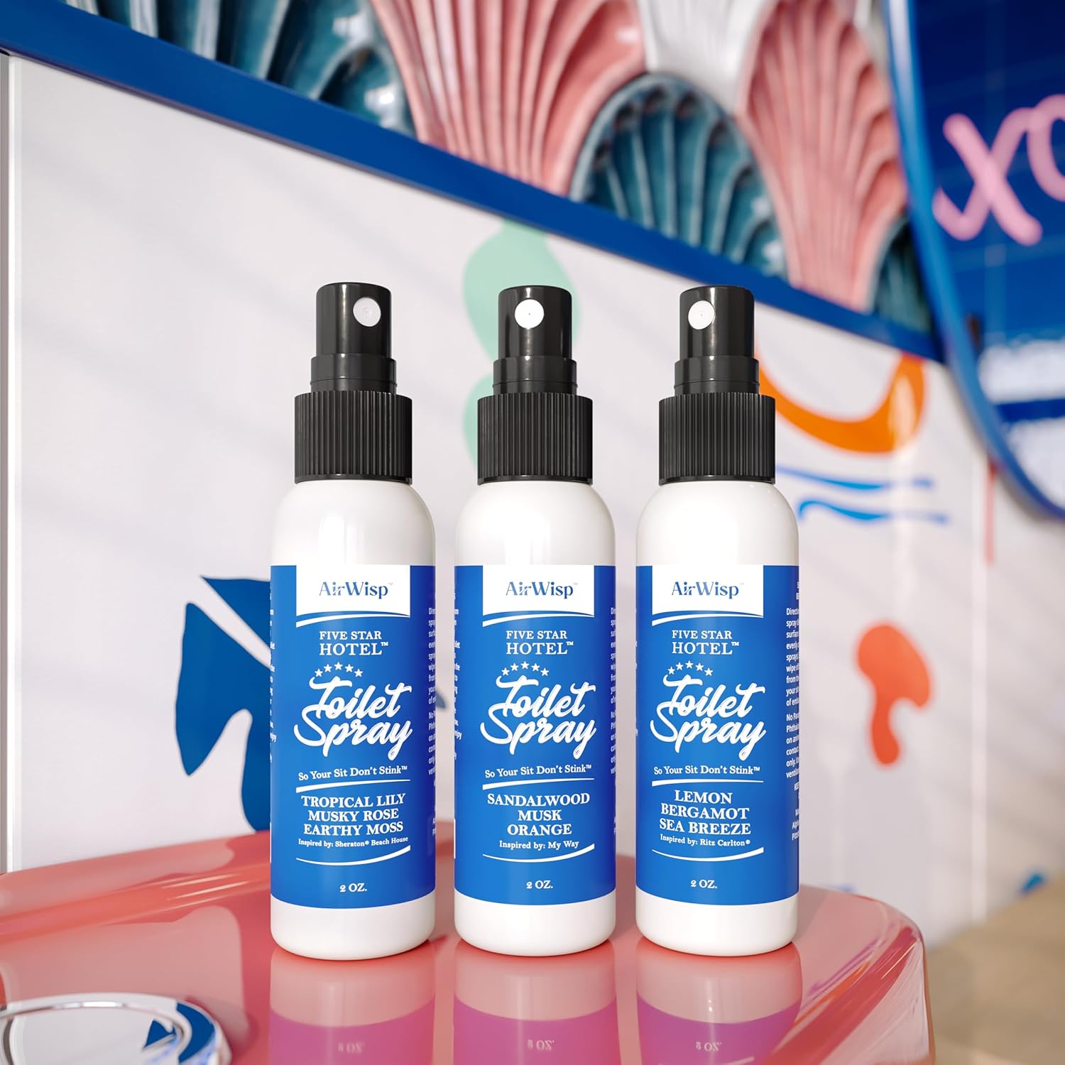 AirWisp Toilet Spray 3 Pack - Hotel Scents Odor Eliminator