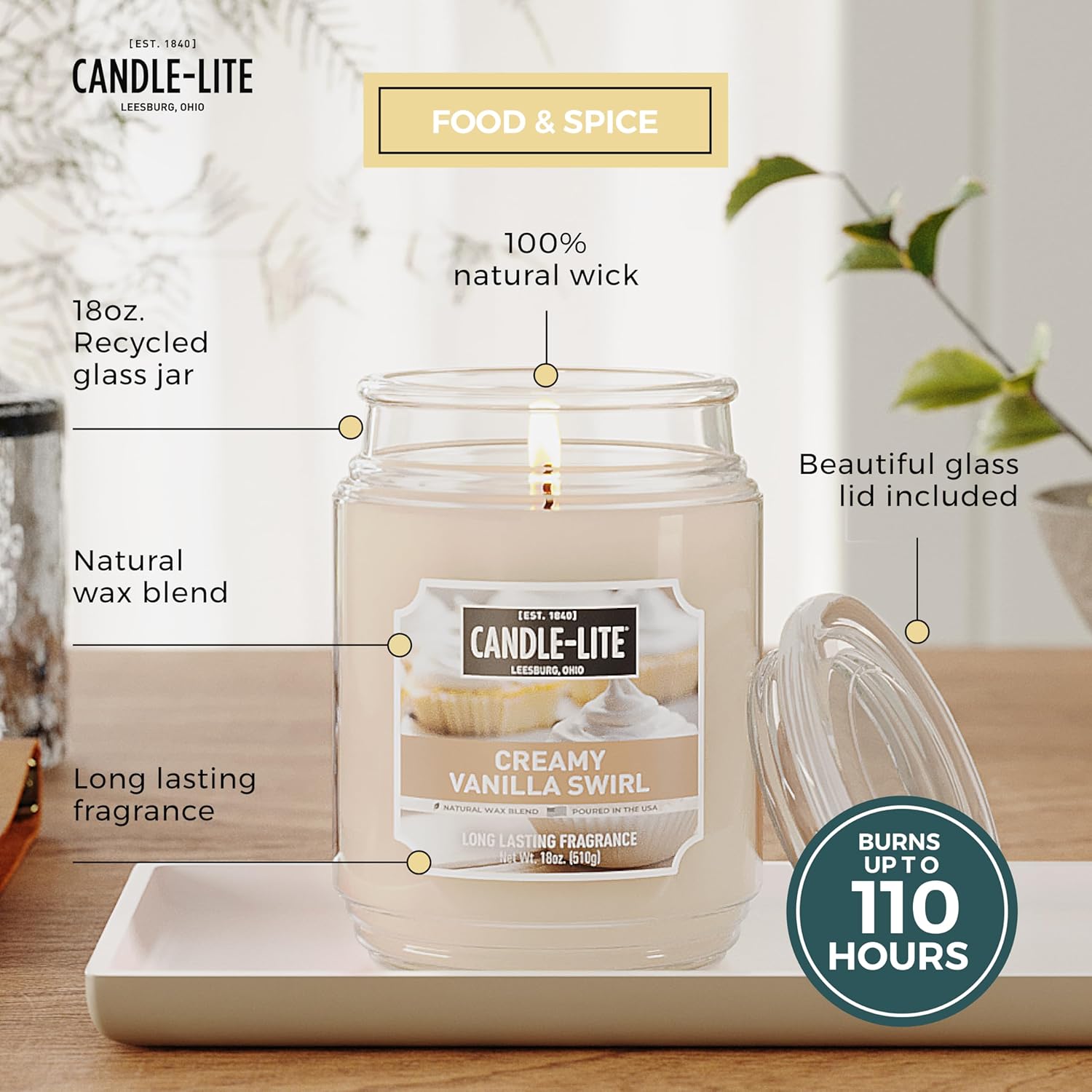 Candle-lite Creamy Vanilla Swirl 18 oz Aromatherapy Candle