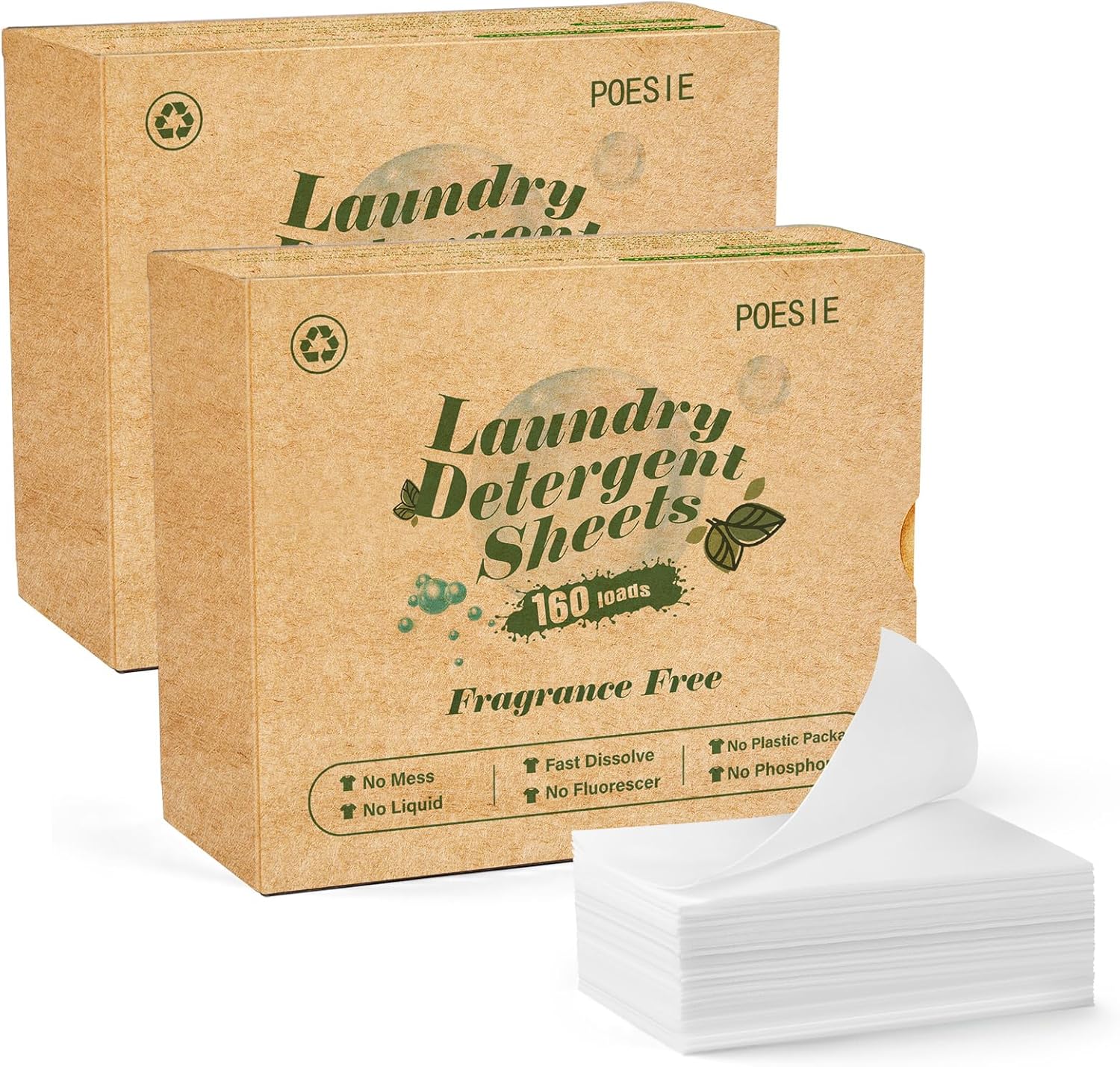 Poesie Fragrance Free Laundry Detergent Sheets 320 Count