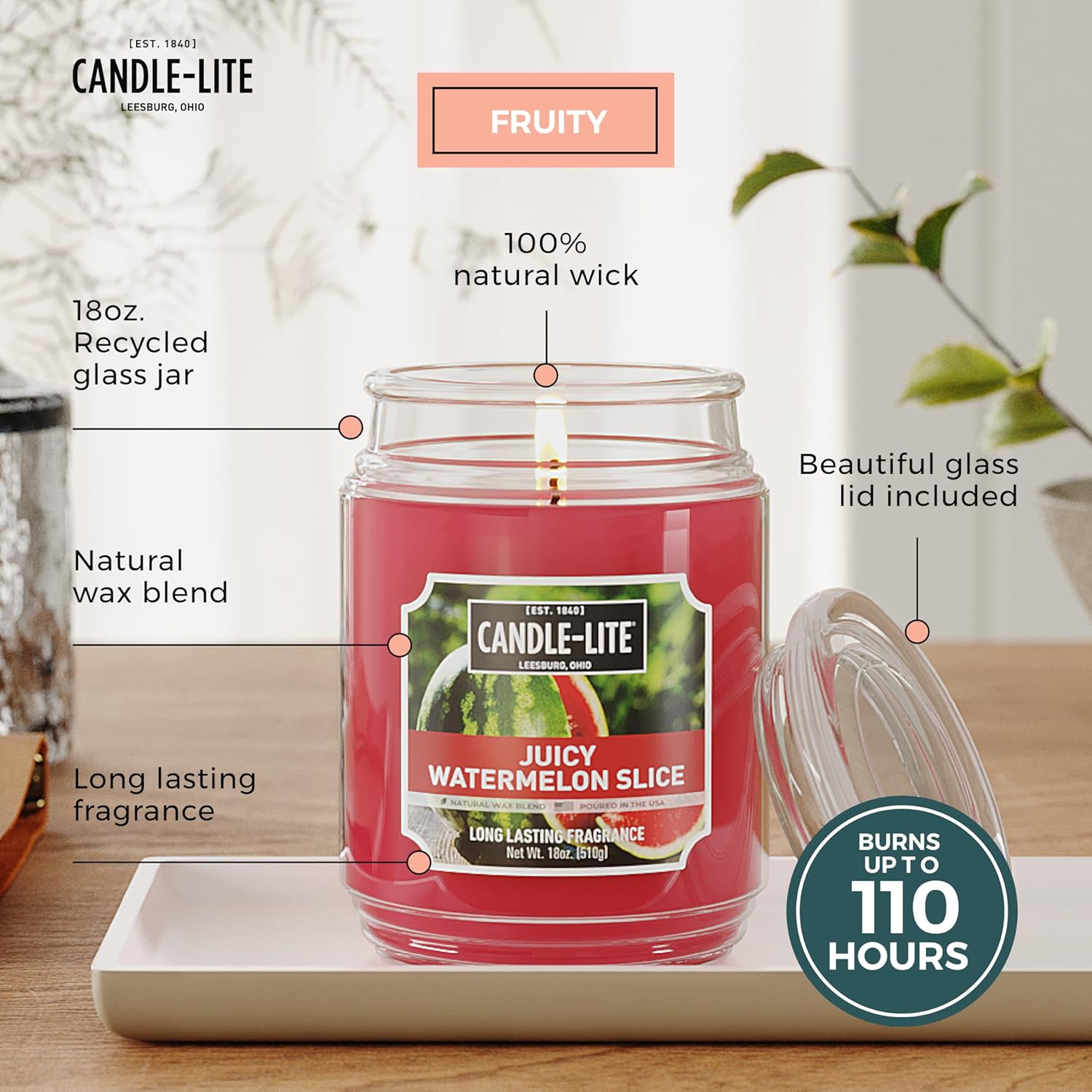 Candle-lite Watermelon Scented Candle 18 oz Jar